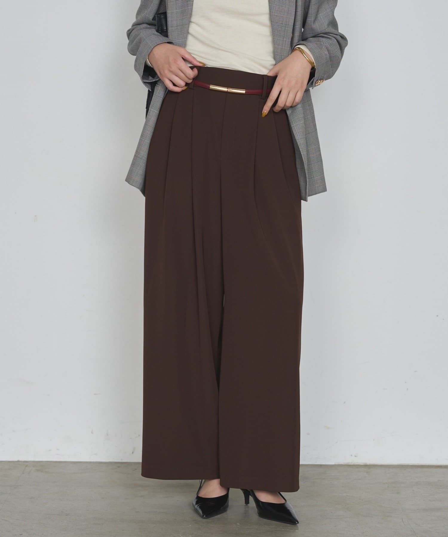 LOUNGEDRESS(ラウンジドレス) 《新色ブラウン10/15予約スタート！/春夏人気アイテムがアップデート！》【JAPAN MADE】ジャージー2タックワイドパンツ