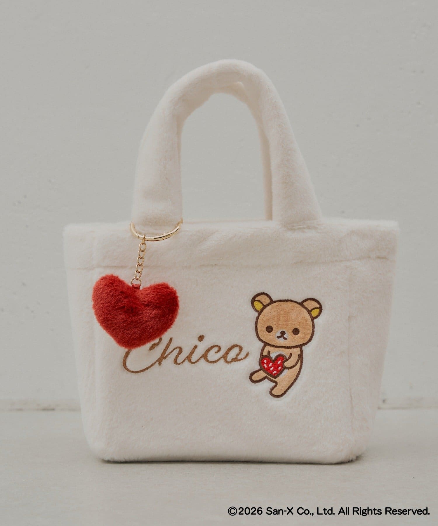 Chico(チコ) 【リラックマ×Chico】ハートチャーム付きファートートバッグ
