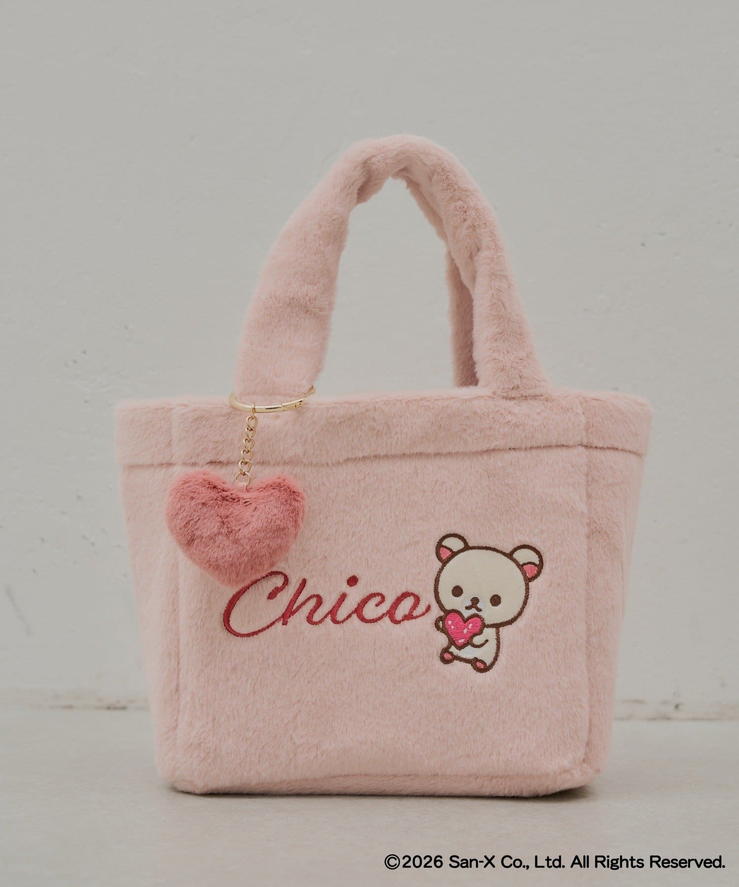 Chico(チコ) 【リラックマ×Chico】ハートチャーム付きファートートバッグ