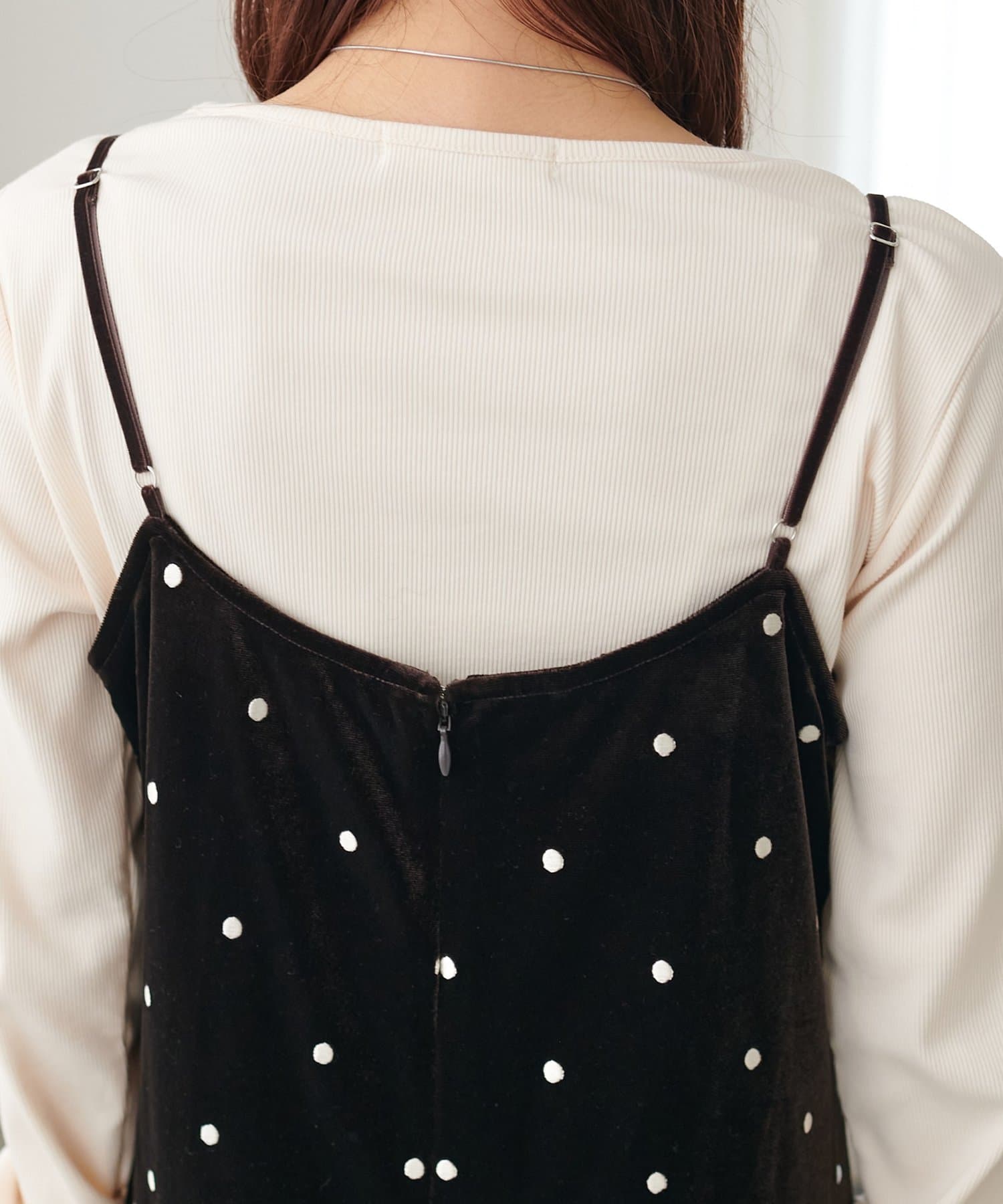 DISCOAT(ディスコート) ドット刺繍ベロアキャミワンピース