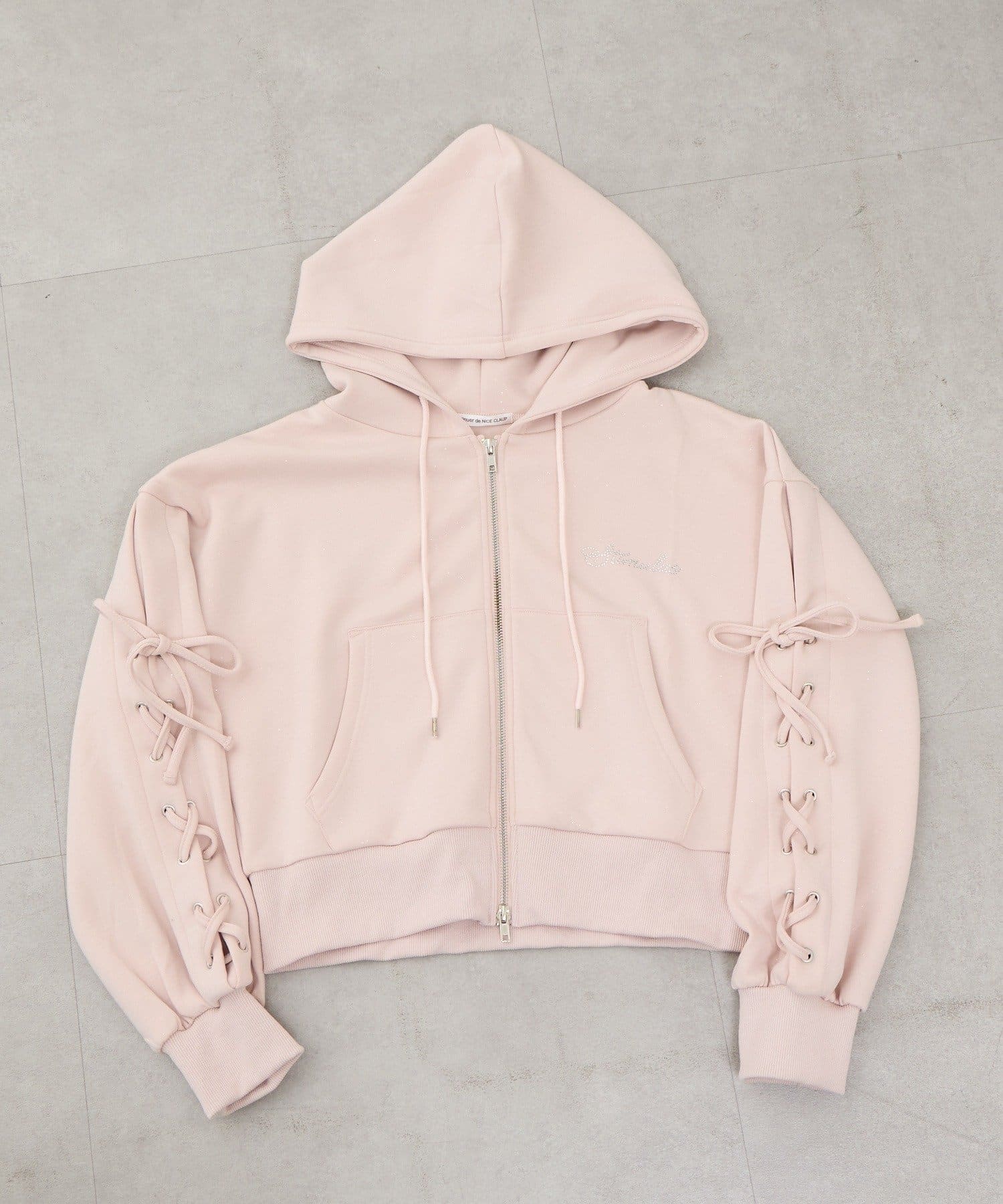 NICE CLAUP / OLIVE des OLIVE OUTLET(ナイスクラップ  / オリーブ デ オリーブ アウトレット) 【continuer】レースアップキラロゴラメパーカー