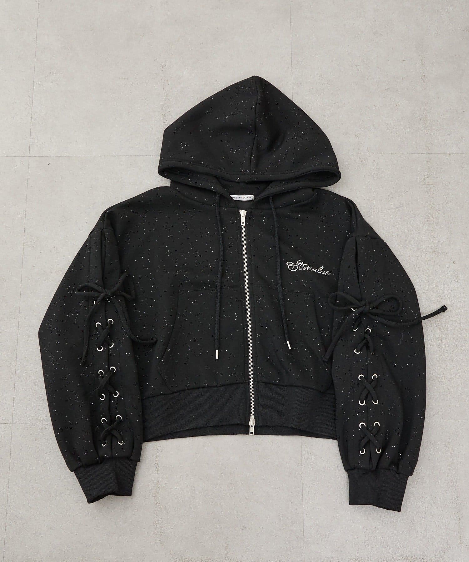 NICE CLAUP / OLIVE des OLIVE OUTLET(ナイスクラップ  / オリーブ デ オリーブ アウトレット) 【continuer】レースアップキラロゴラメパーカー