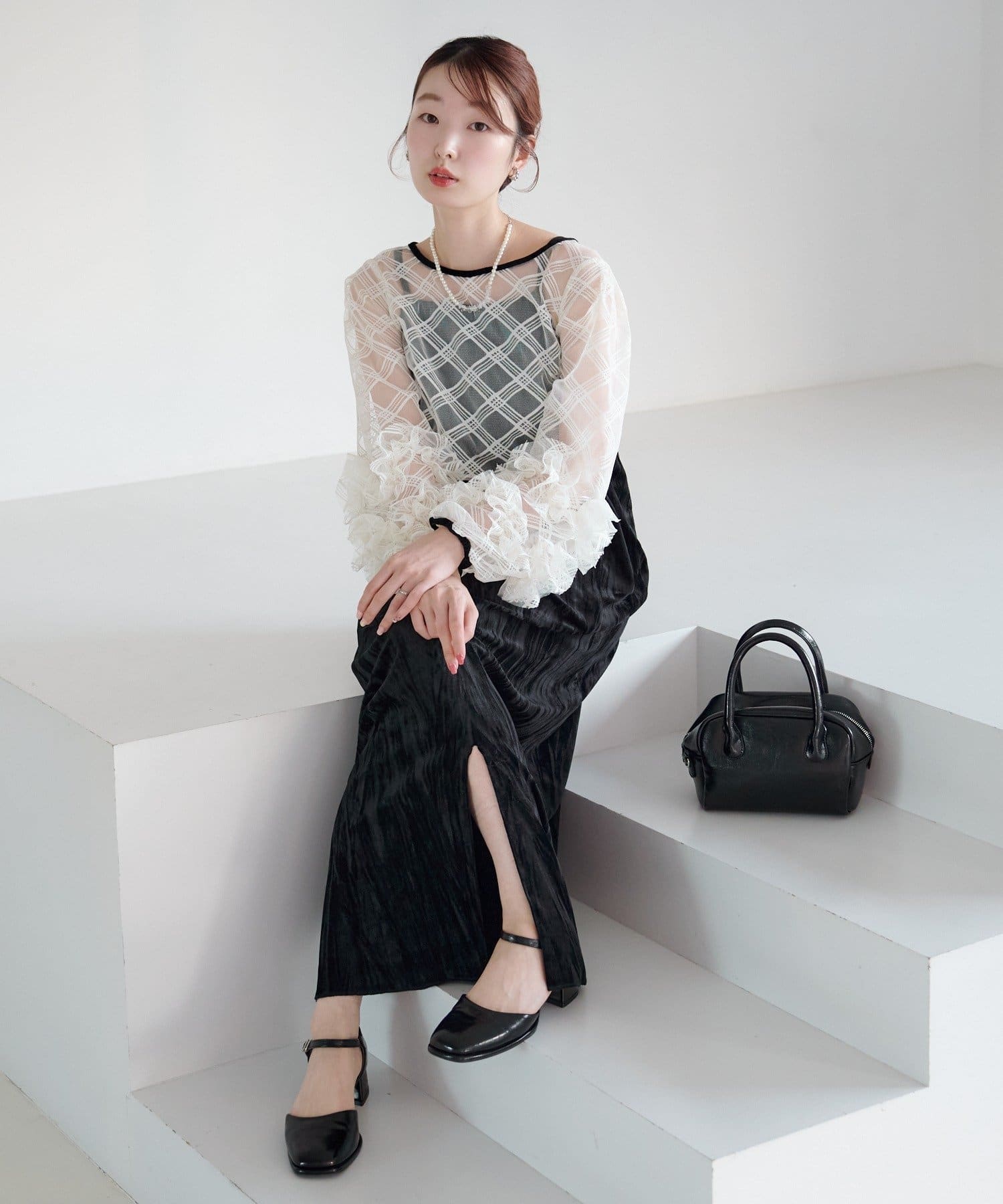 Kastane】シアーチェック×ベロアワンピースSET | OUTLET(アウトレット