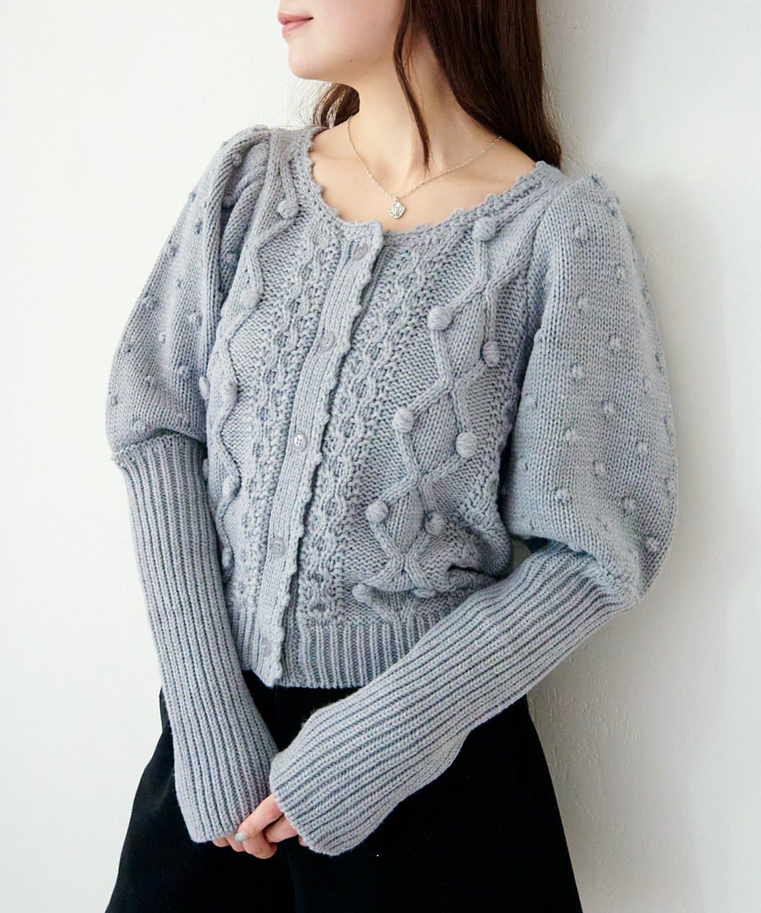 OUTLET(アウトレット) 【Kastane】ポンポンニットカーディガン