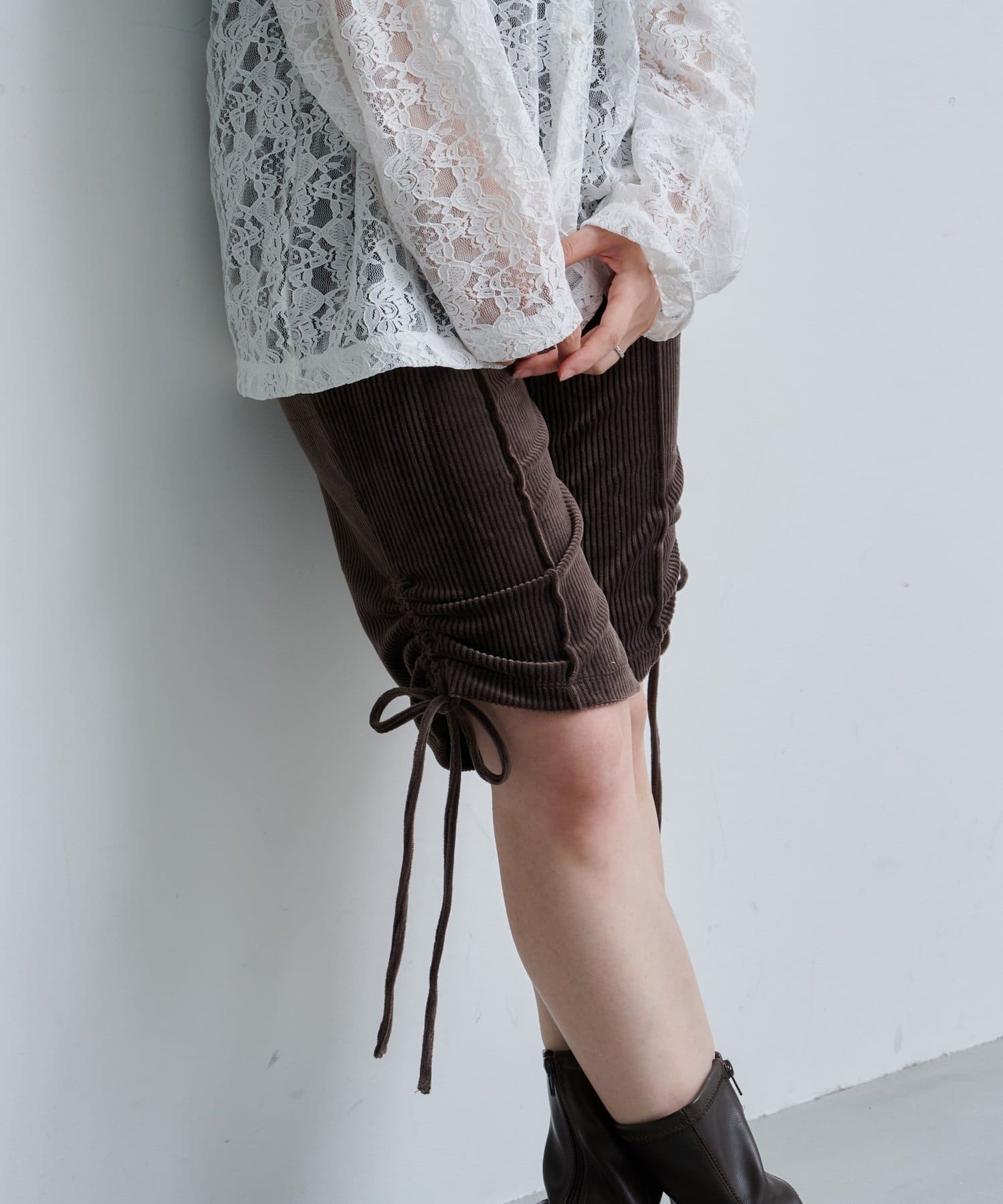 OUTLET(アウトレット) 【Kastane】カットベロアバイカーパンツ