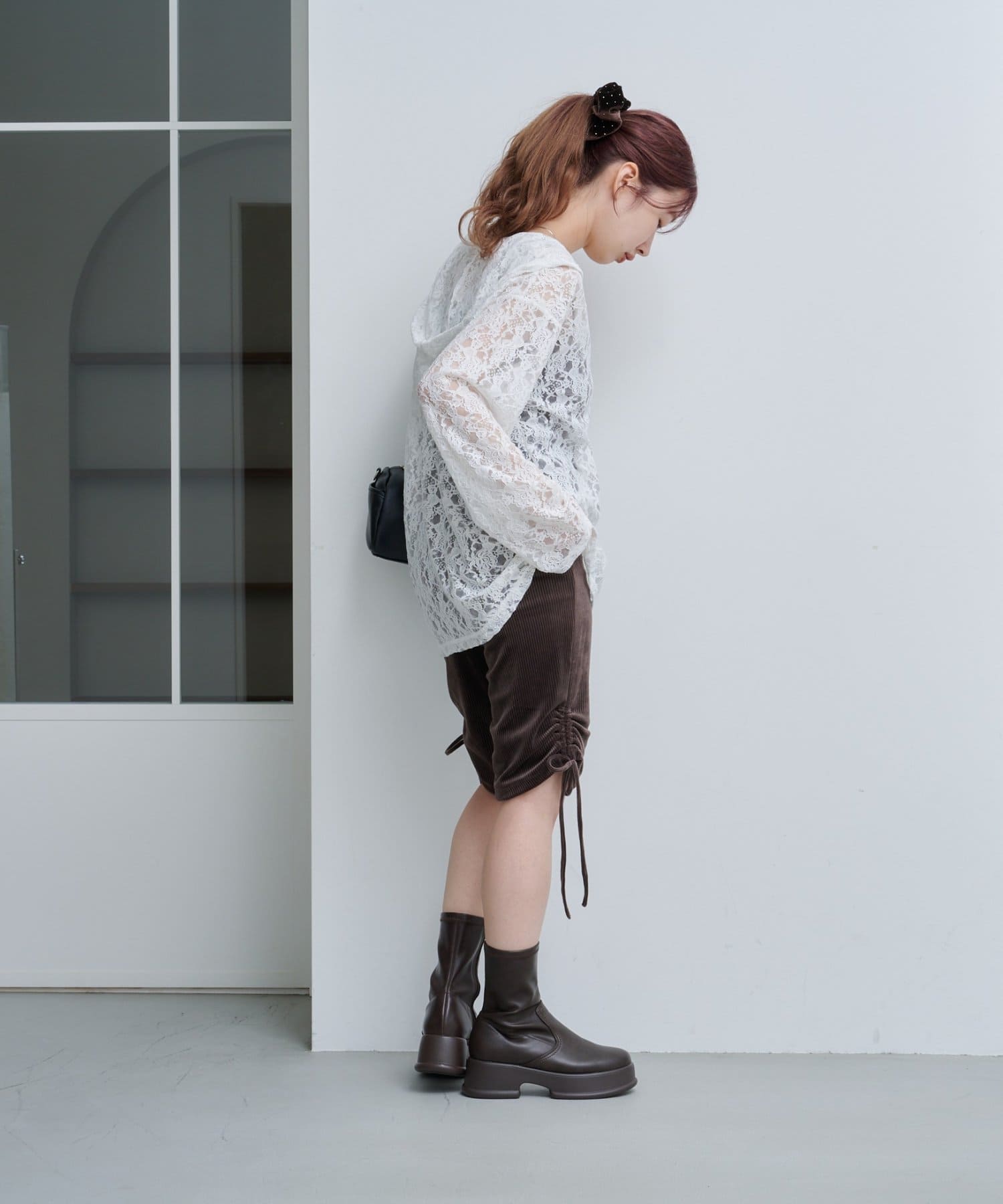 OUTLET(アウトレット) 【Kastane】カットベロアバイカーパンツ