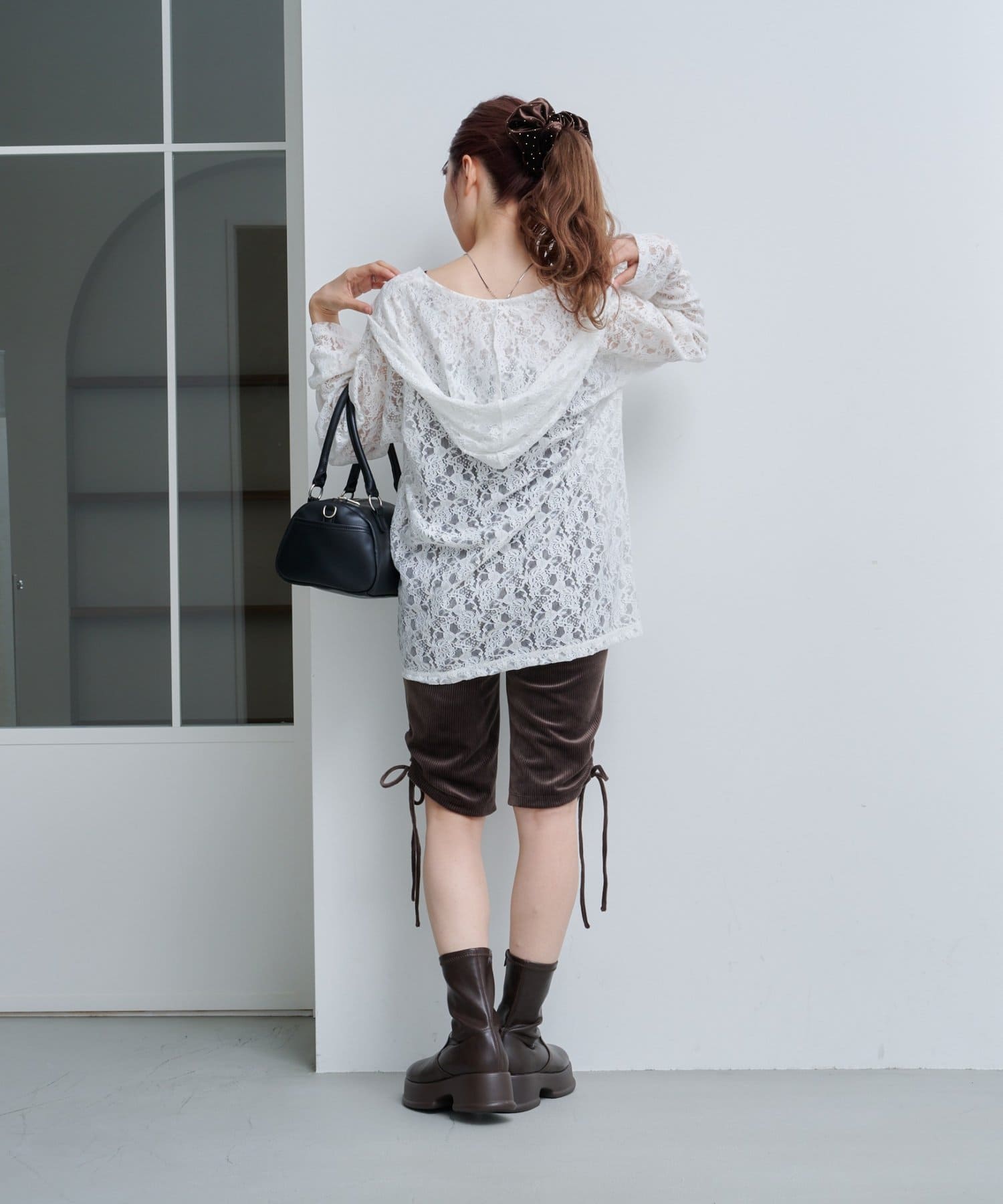 OUTLET(アウトレット) 【Kastane】カットベロアバイカーパンツ