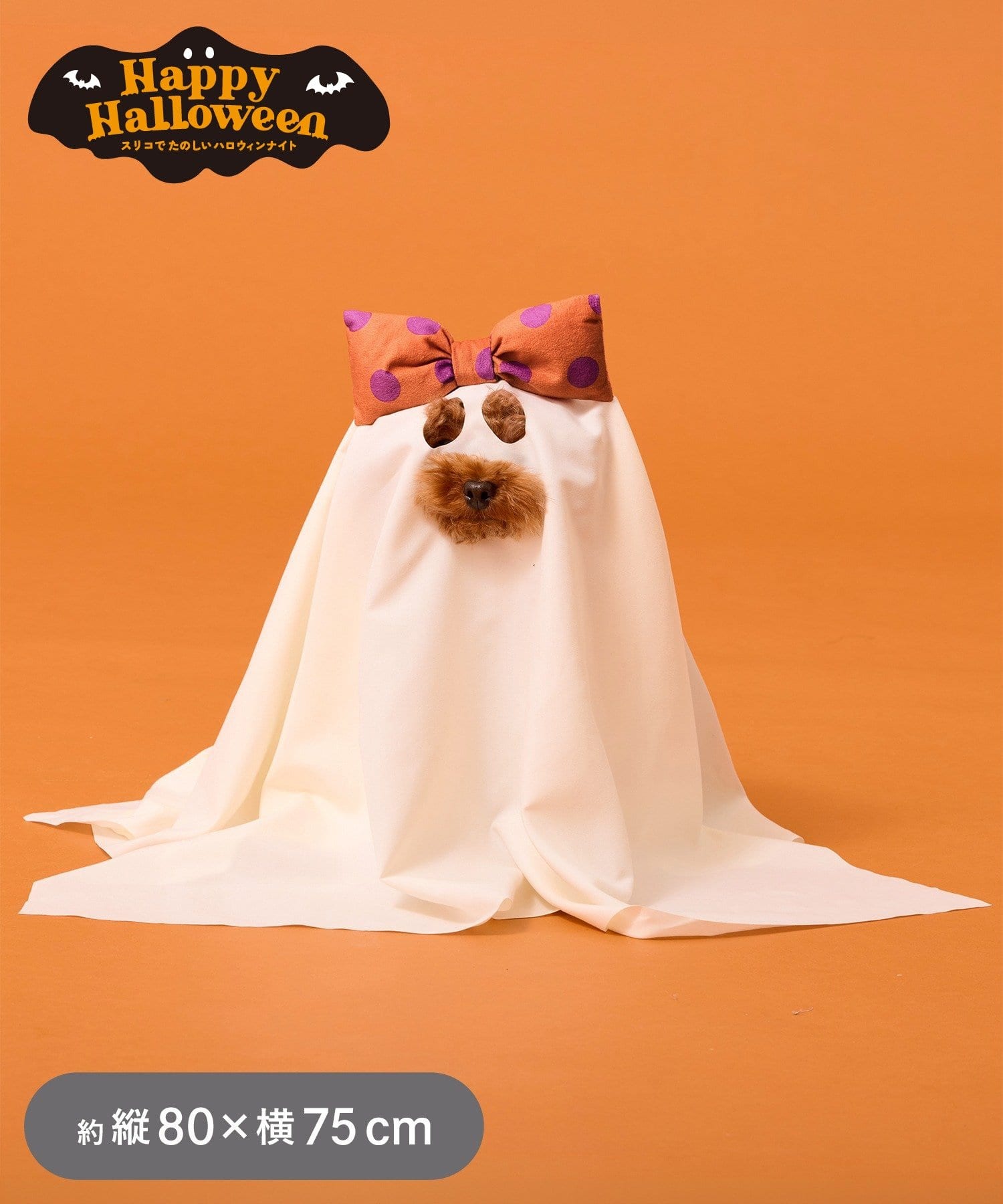 3COINS(スリーコインズ) ペット用リボンおばけ布S：80×75cm／Happy Halloween