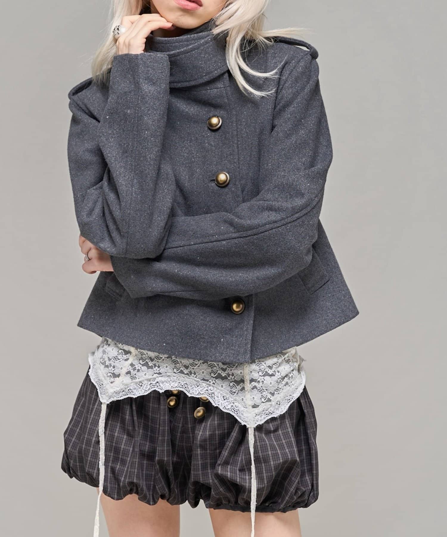 WHO’S WHO gallery(フーズフーギャラリー) 【26AW LOOK掲載品番】スタンドネックアシメジャケット