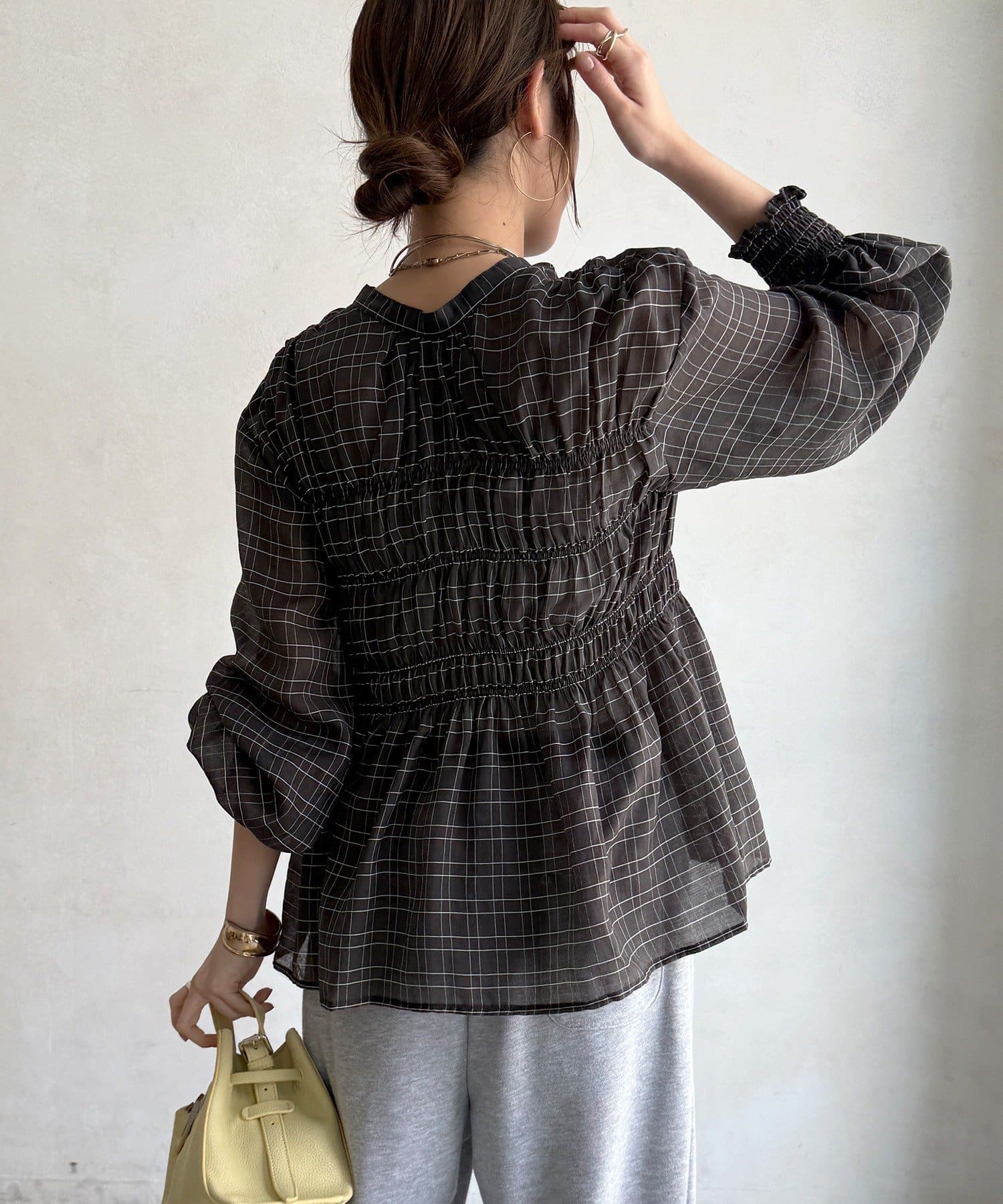 DOUDOU(ドゥドゥ) チェックシャーリングシャツ