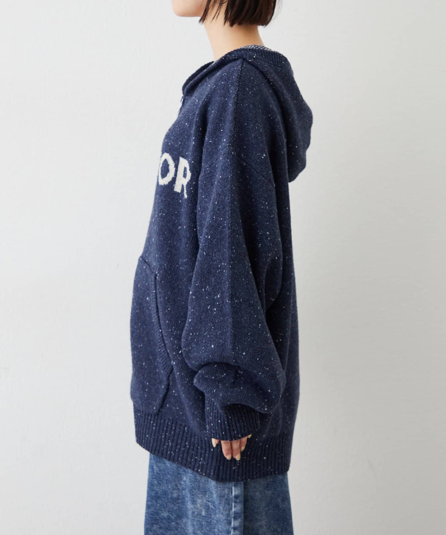 CIAOPANIC TYPY(チャオパニックティピー) ネップヤーンダブルジャガードニットジップパーカー【WEB限定カラーあり】