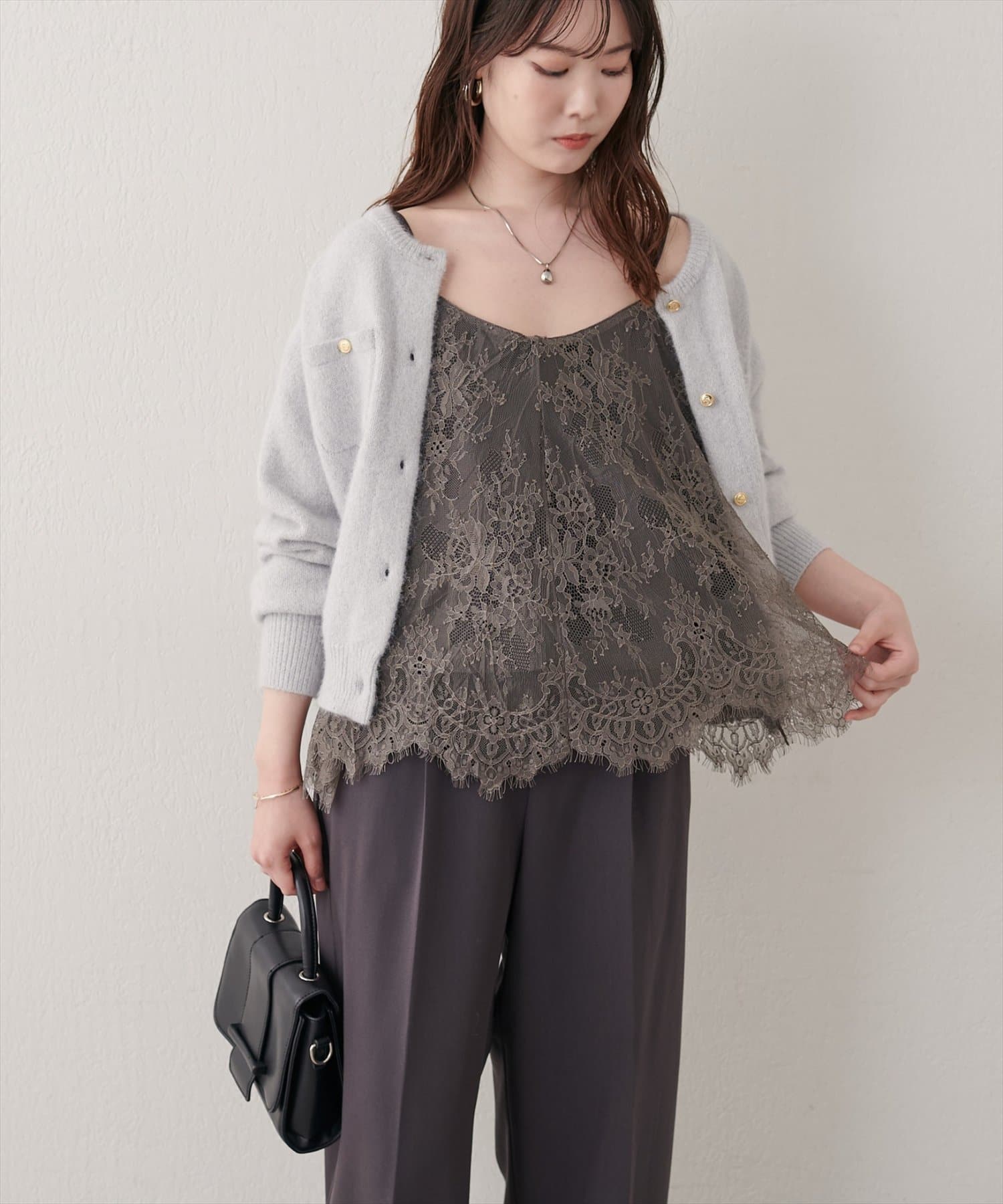 natural couture(ナチュラルクチュール) リバーシブルレースキャミセットアップ
