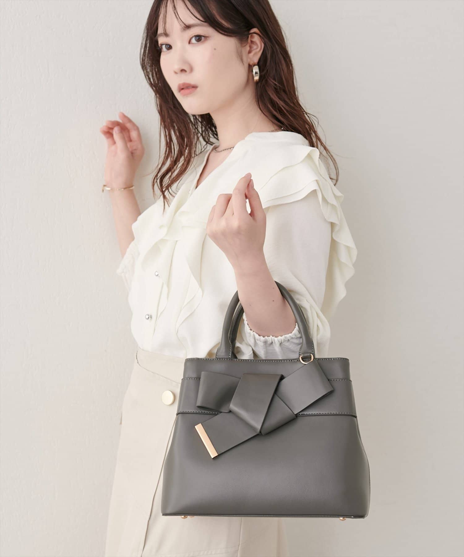 natural couture(ナチュラルクチュール) スエードリボンアイコンバッグ