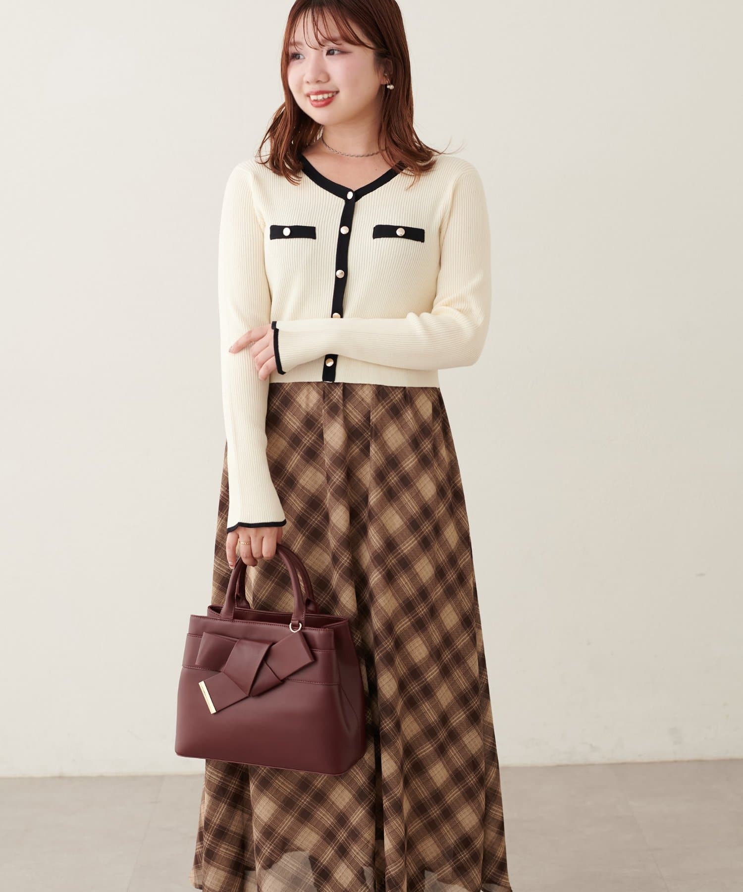 natural couture(ナチュラルクチュール) 〈canami〉ニットドッキング配色ワンピース