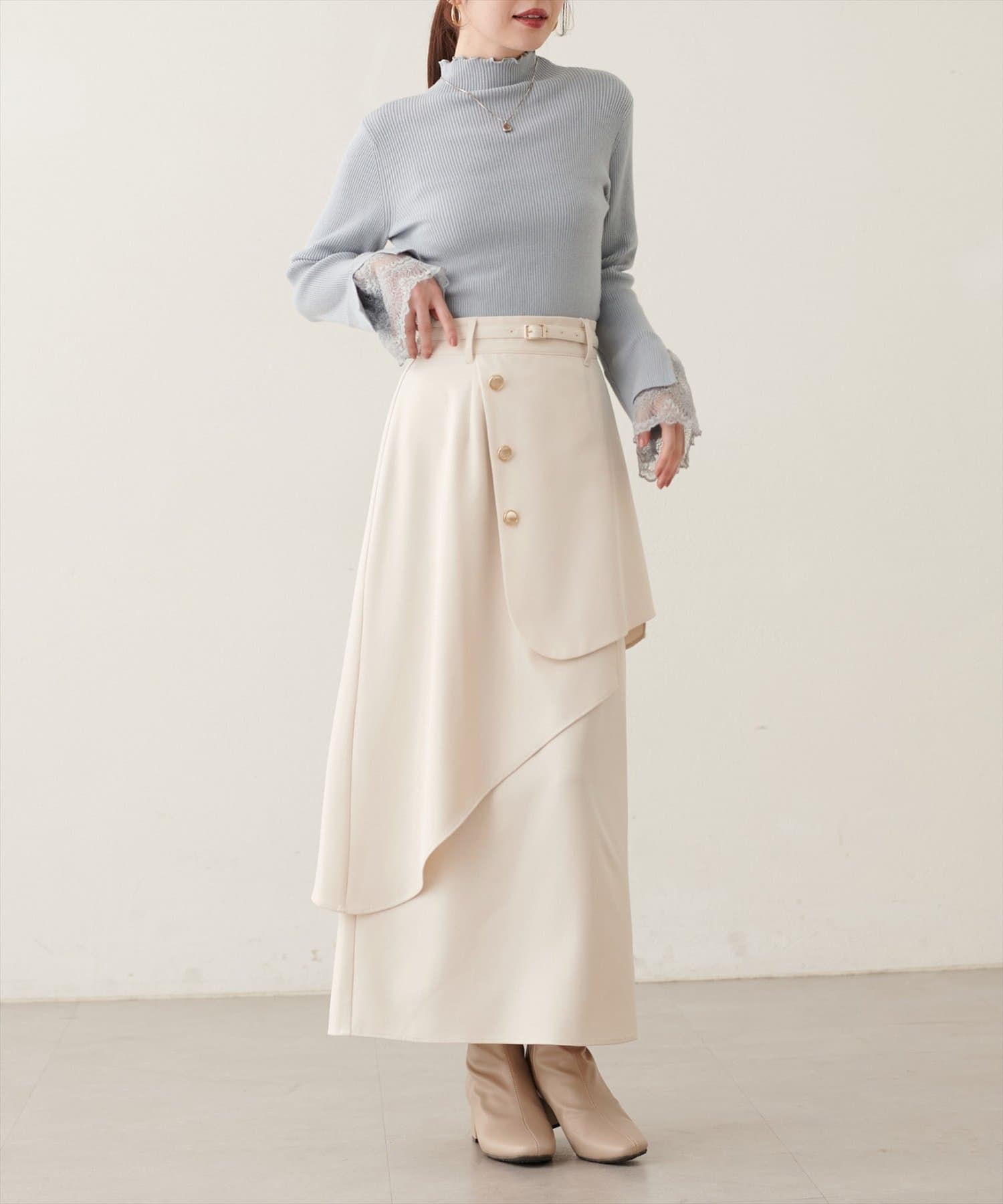 natural couture(ナチュラルクチュール) ラップデザインナロースカート