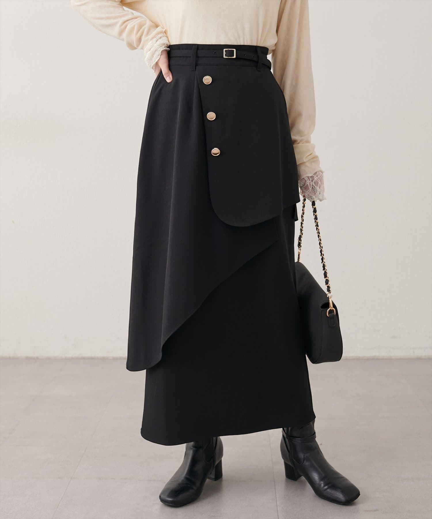 natural couture(ナチュラルクチュール) ラップデザインナロースカート