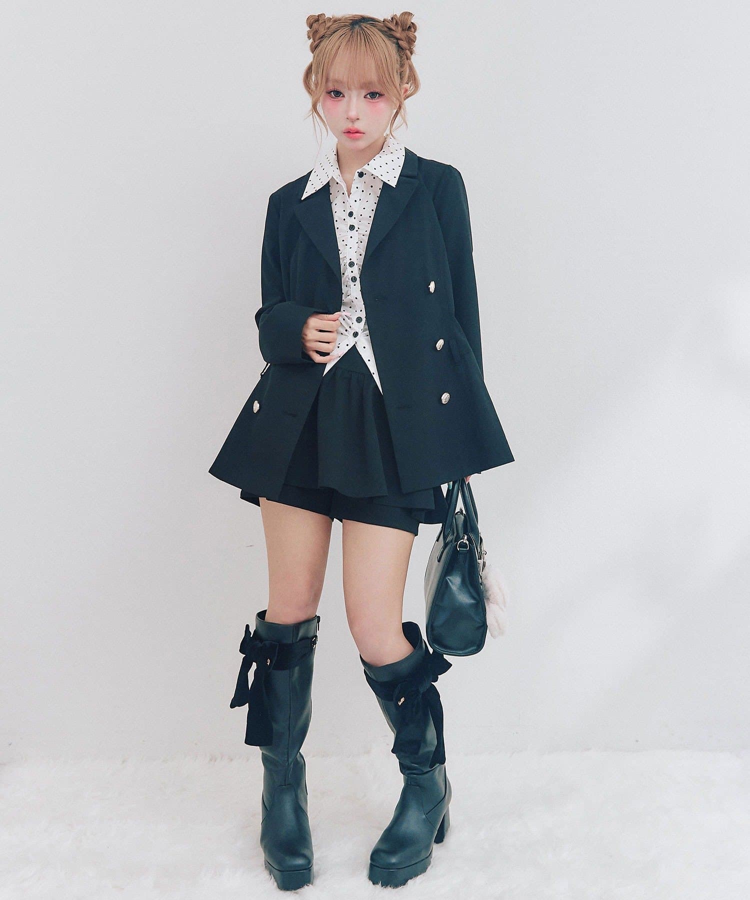 OLIVE des OLIVE(オリーブ デ オリーブ) 【Premium order】ウエストボタンフレアスカート