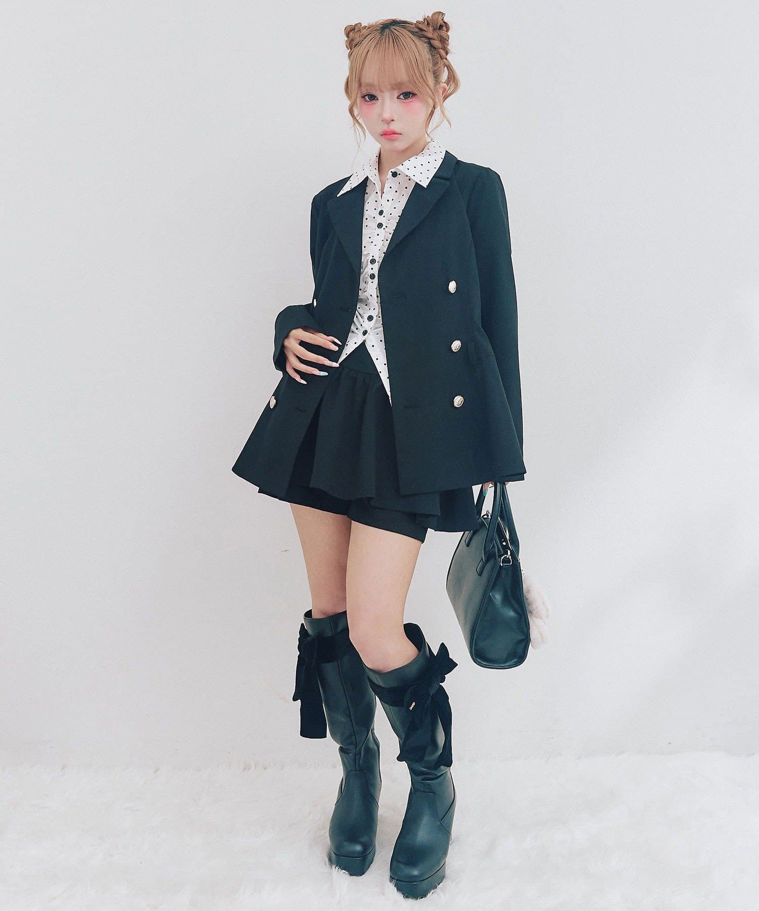 OLIVE des OLIVE(オリーブ デ オリーブ) 【Premium order】ウエストボタンフレアスカート