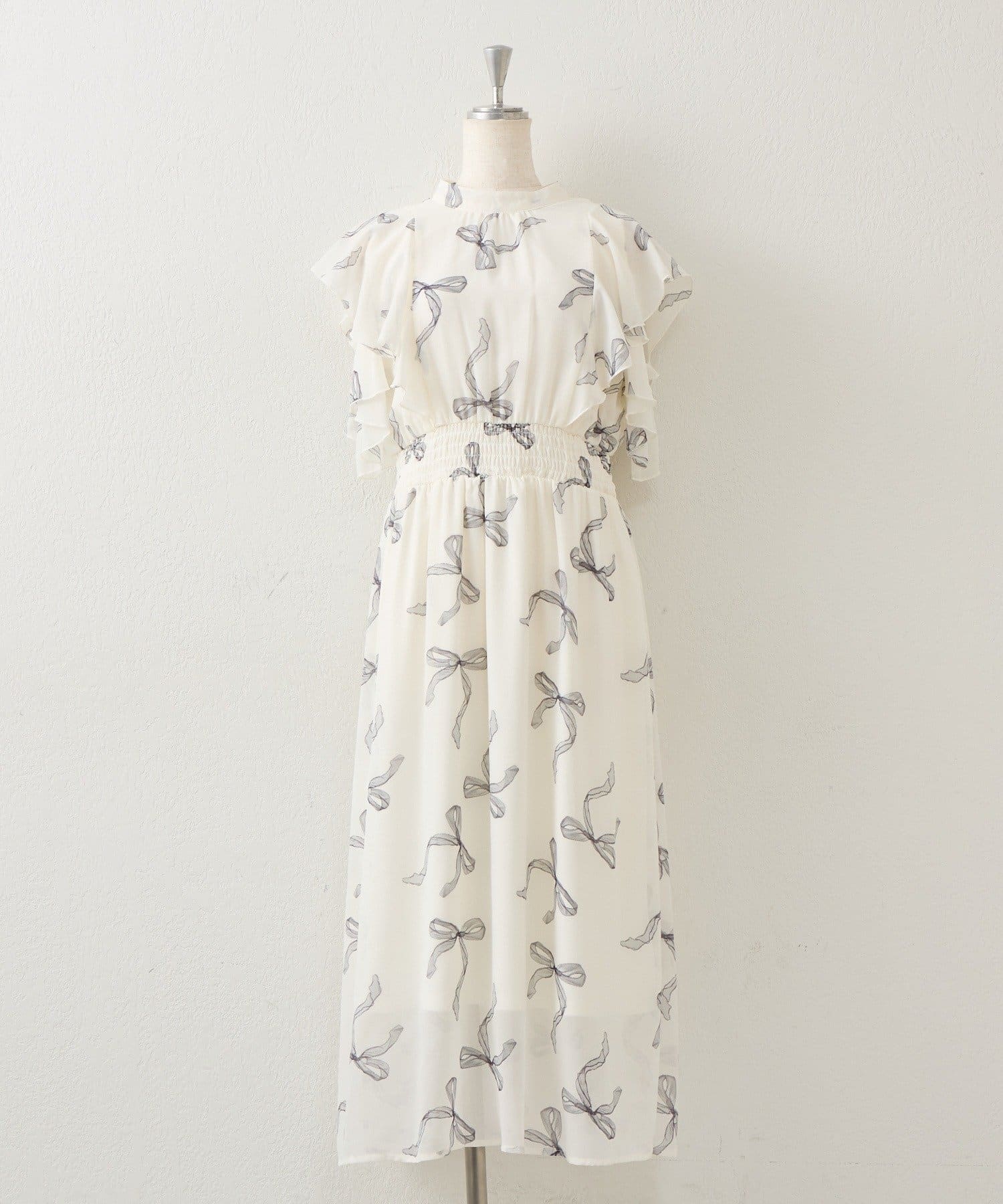NICE CLAUP / OLIVE des OLIVE OUTLET(ナイスクラップ  / オリーブ デ オリーブ アウトレット) 【continuer】肩開き後リボンワンピース