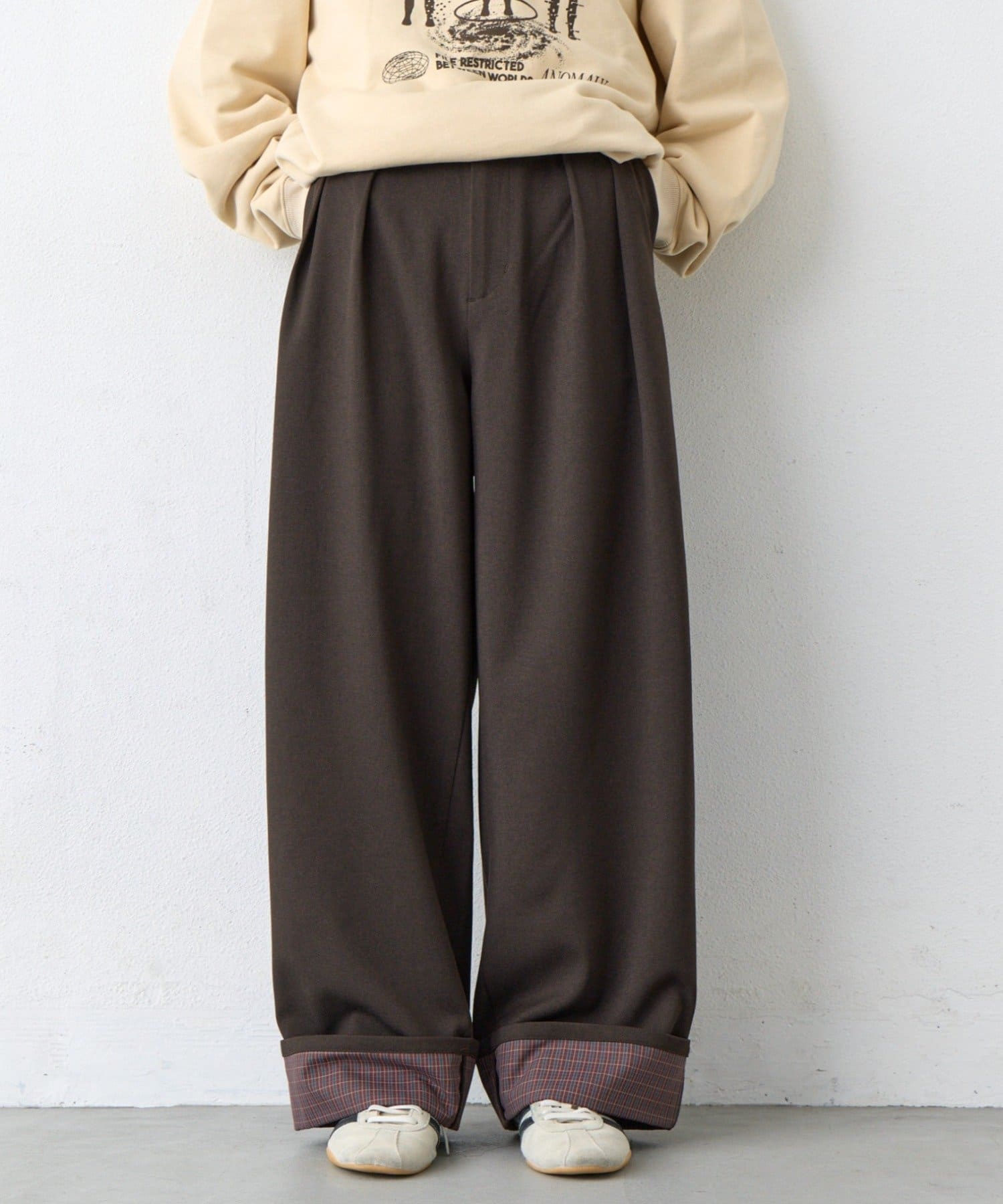CIAOPANIC TYPY(チャオパニックティピー) 【UNISEX】チェック柄ロールアップスラックス