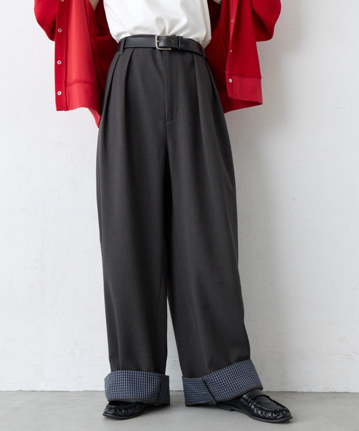 CIAOPANIC TYPY(チャオパニックティピー) 【UNISEX】チェック柄ロールアップスラックス
