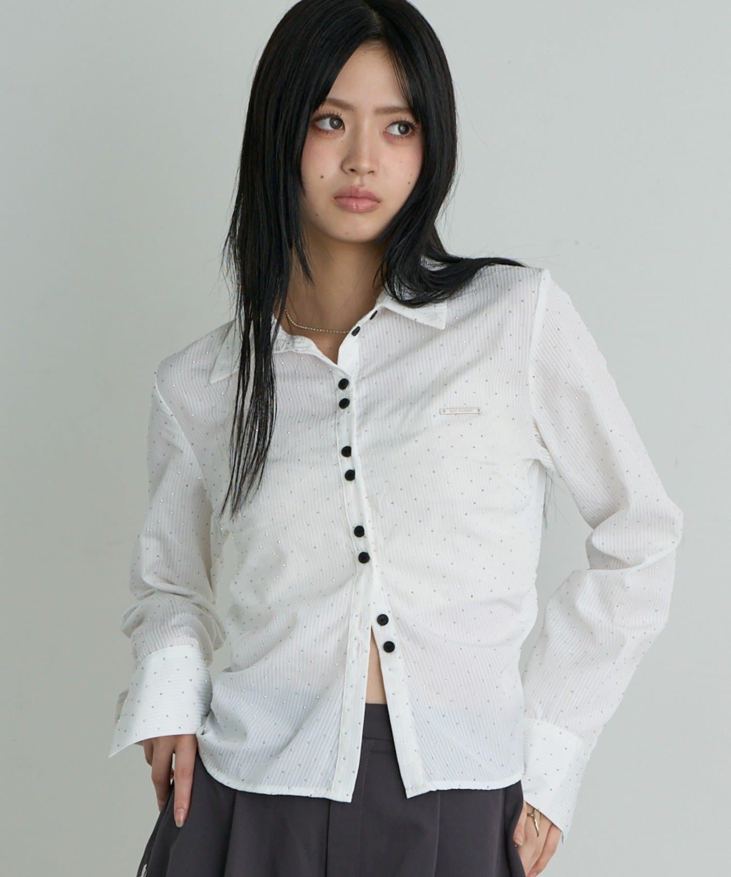 RAY CASSIN(レイカズン) 【大人気シャツの長袖Ver.】胸刺繍コンパクトシャツ