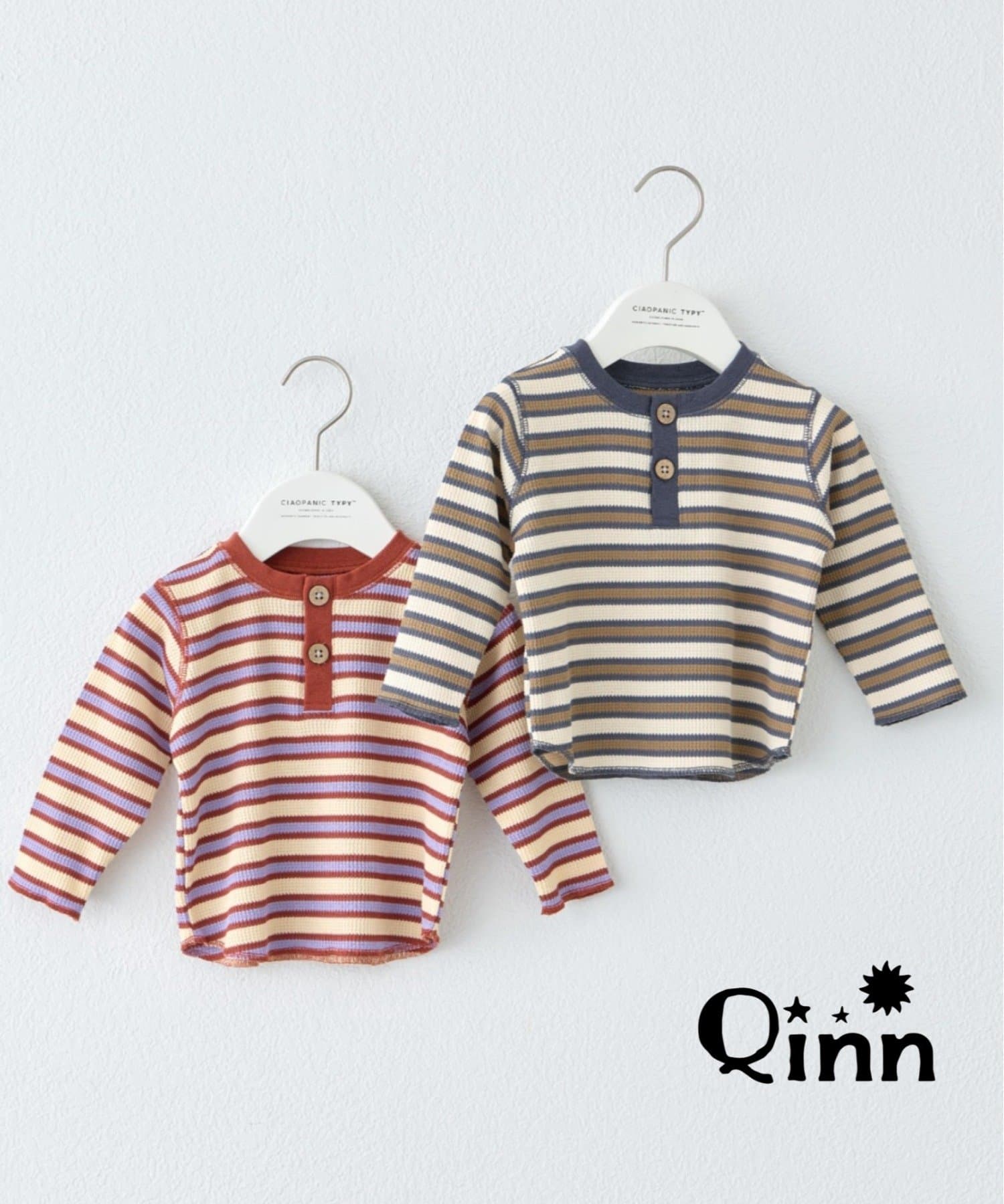 CIAOPANIC TYPY(チャオパニックティピー) 【KIDS】Qinnワッフルボーダートップス