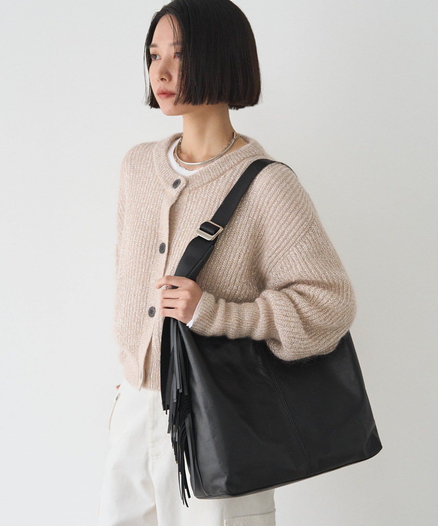 russet(ラシット) フリンジレザーホーボーバッグ