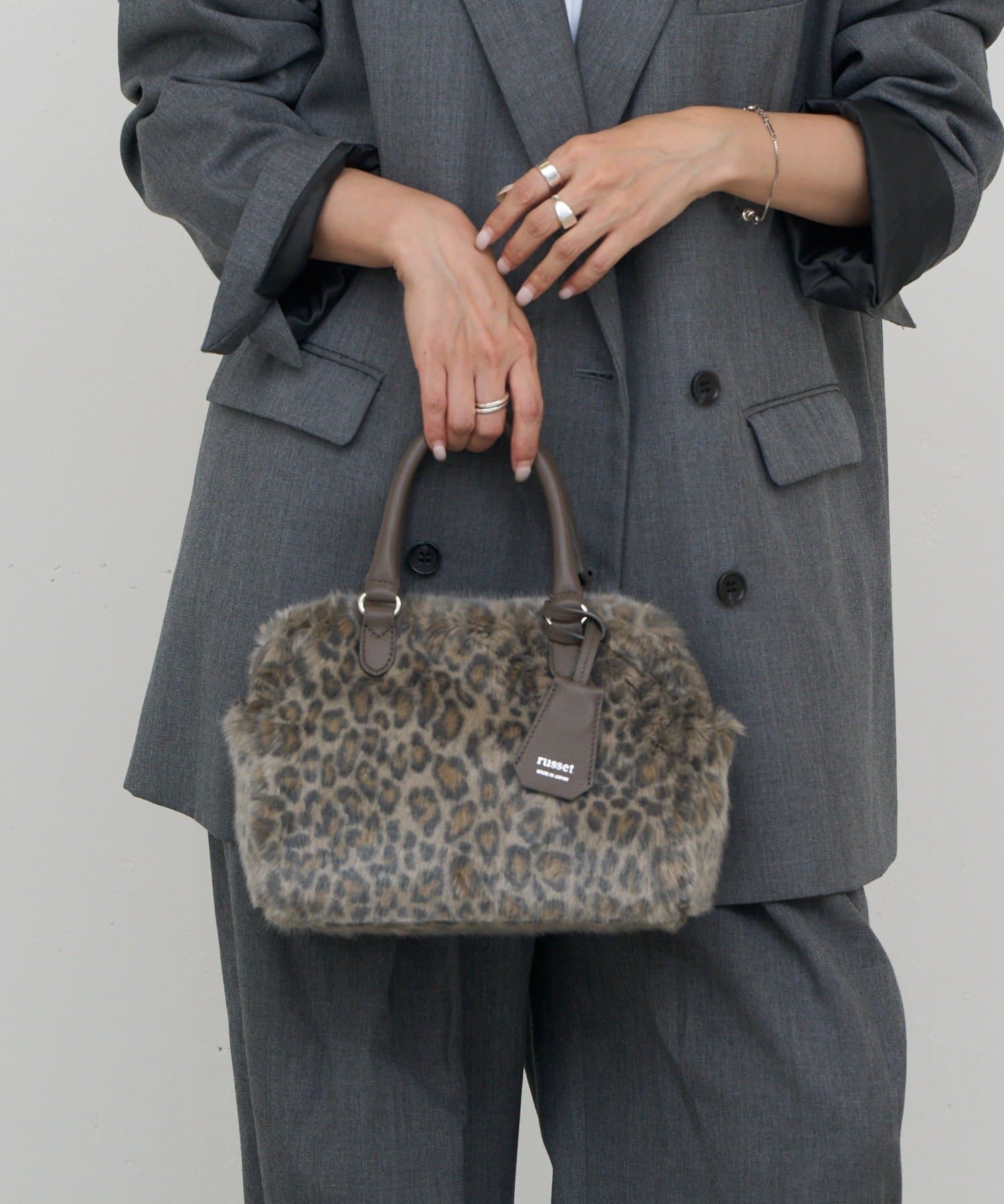 russet(ラシット) 《PAL CLOSET限定》レオパード柄エコファー2WAYミニボストンバッグ