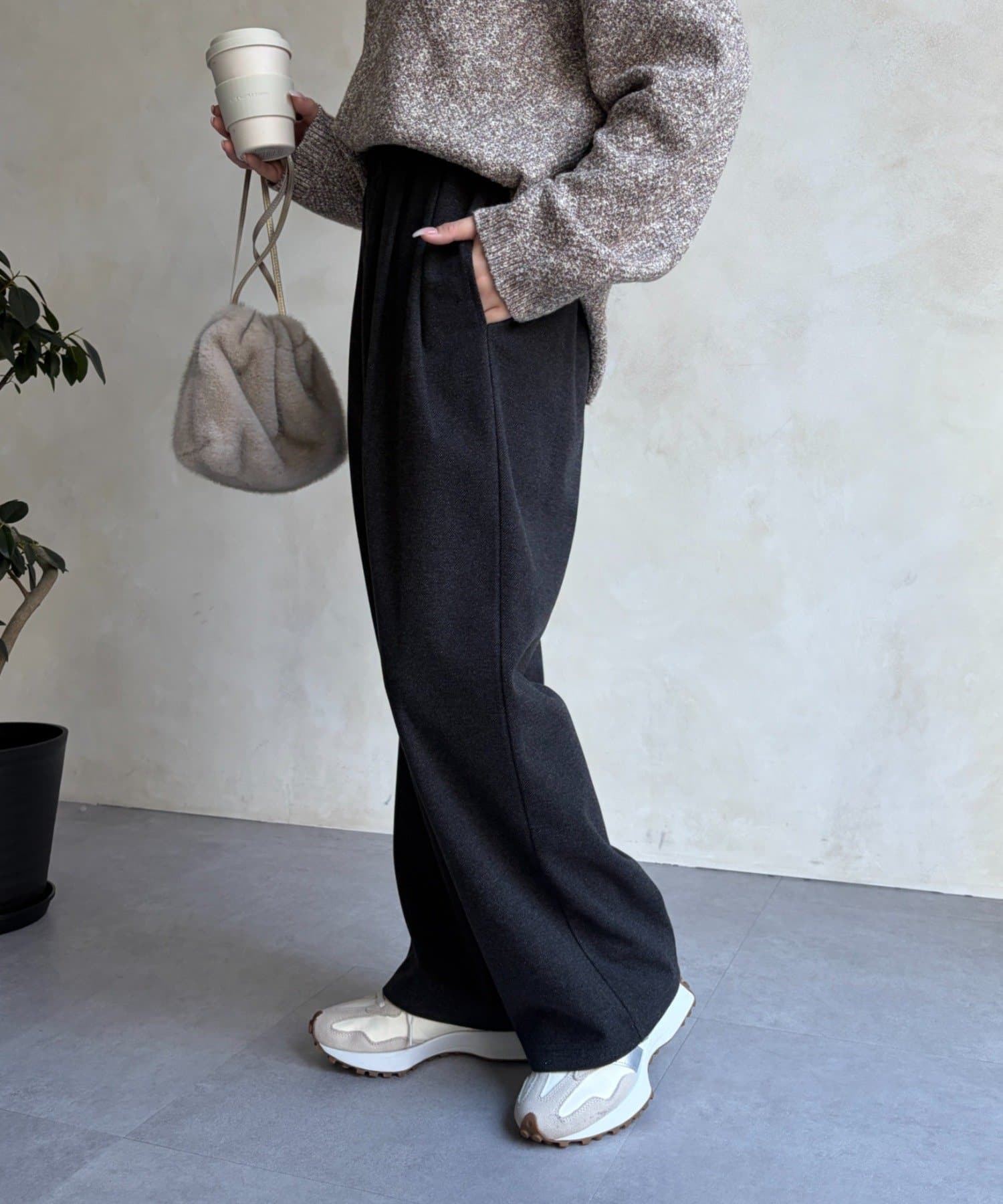 Jena　espace merveilleux(ジェナ　エスパスメルヴェイユ) ウールライクタックパンツ