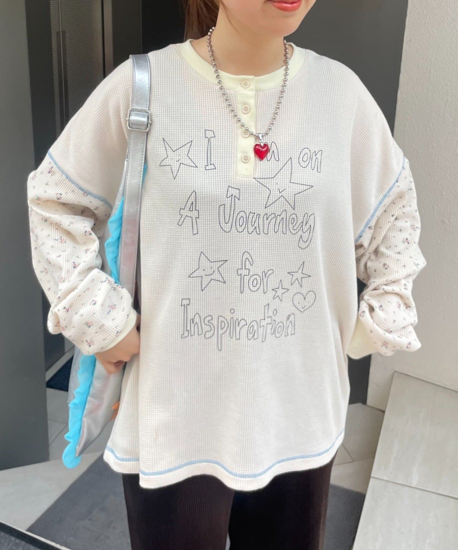 CIAOPANIC TYPY(チャオパニックティピー) 【HELLO.SANFRANCISCO】花柄プリントワッフルヘンリーTEE