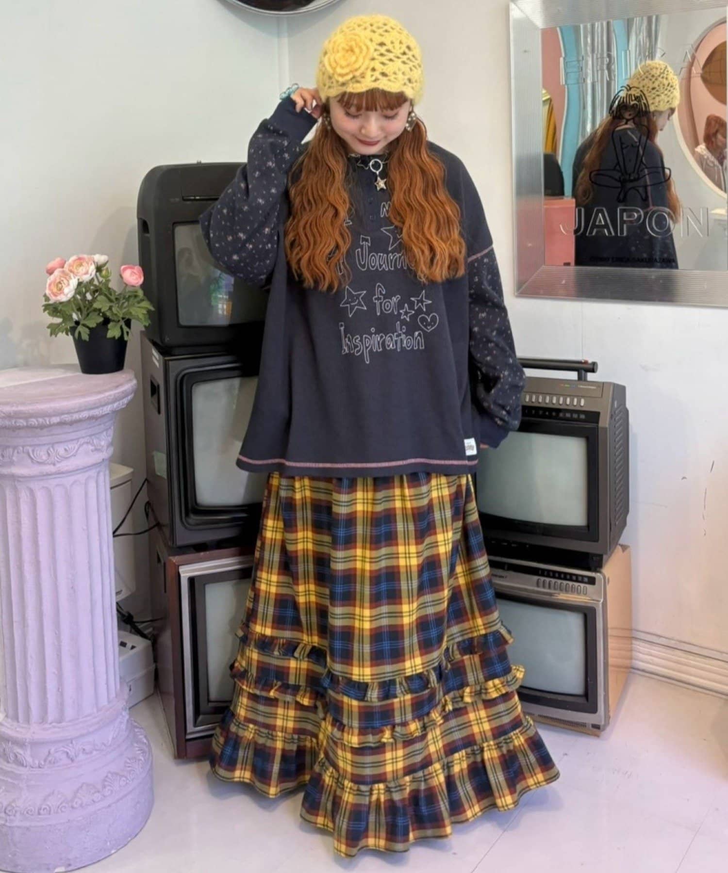 CIAOPANIC TYPY(チャオパニックティピー) 【HELLO.SANFRANCISCO】花柄プリントワッフルヘンリーTEE