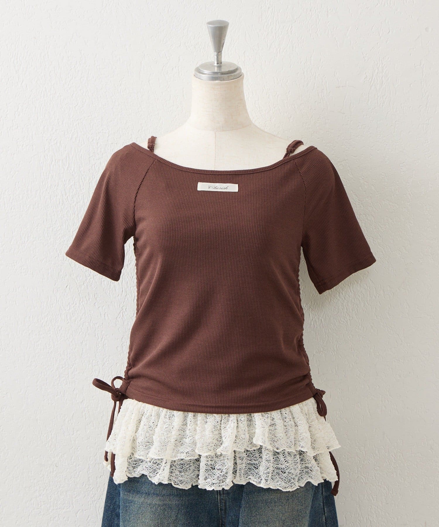 NICE CLAUP / OLIVE des OLIVE OUTLET(ナイスクラップ  / オリーブ デ オリーブ アウトレット) 【continuer】サイドドロストトップス&裾レースキャミセット
