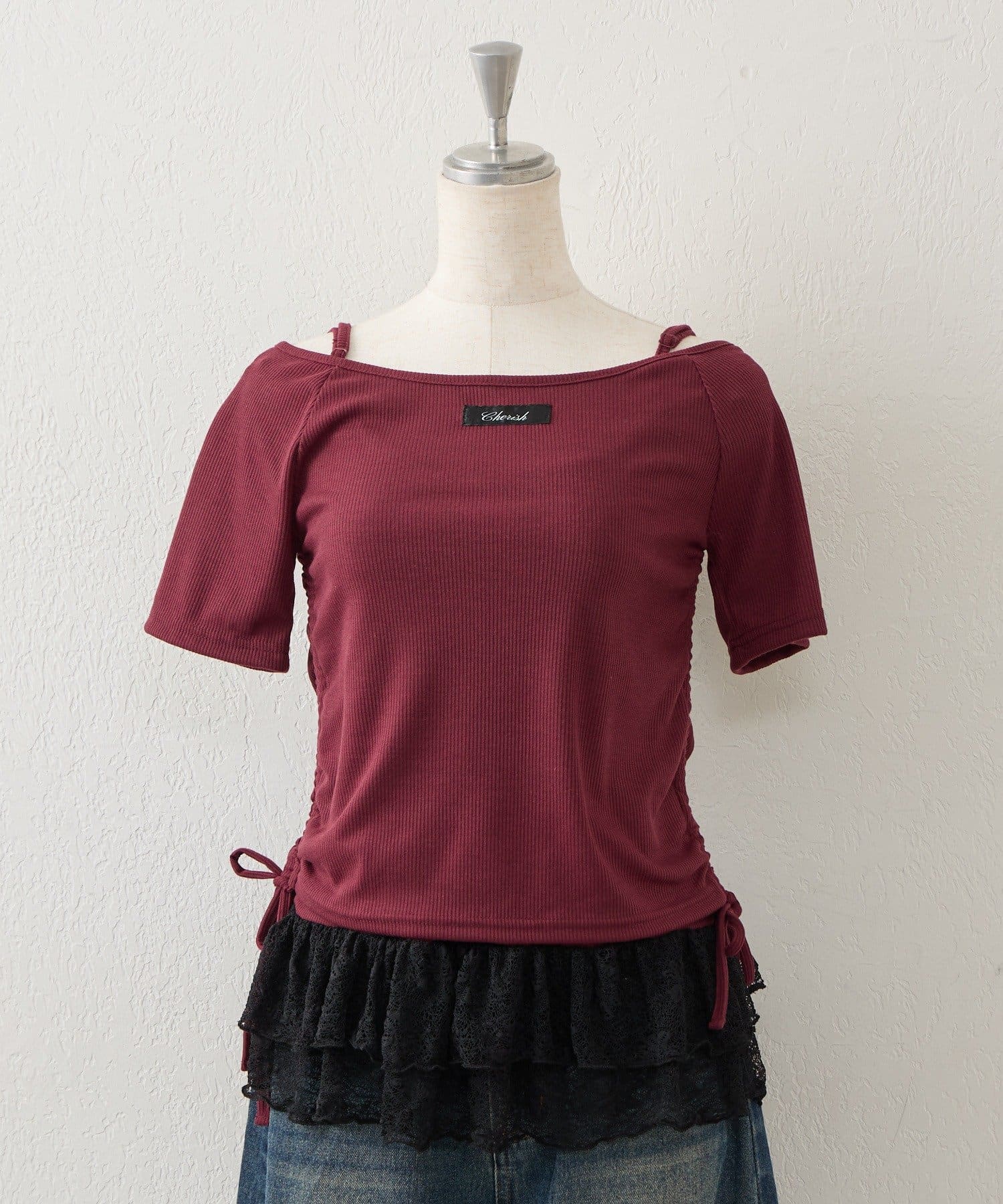 NICE CLAUP / OLIVE des OLIVE OUTLET(ナイスクラップ  / オリーブ デ オリーブ アウトレット) 【continuer】サイドドロストトップス&裾レースキャミセット
