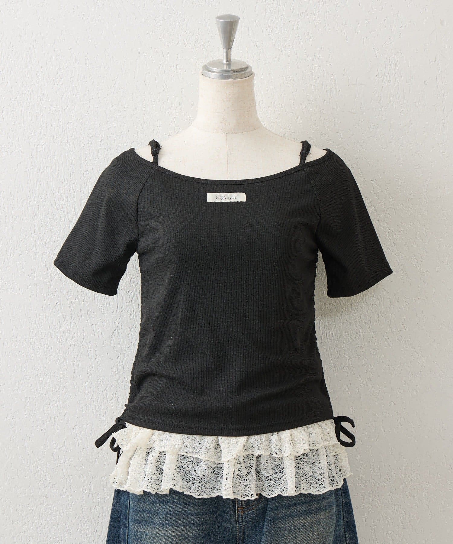 NICE CLAUP / OLIVE des OLIVE OUTLET(ナイスクラップ  / オリーブ デ オリーブ アウトレット) 【continuer】サイドドロストトップス&裾レースキャミセット