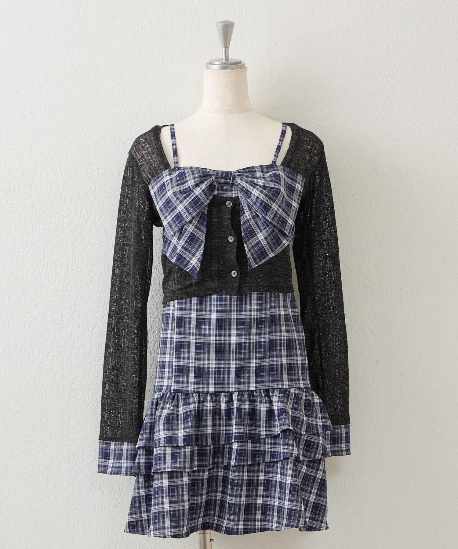 NICE CLAUP / OLIVE des OLIVE OUTLET(ナイスクラップ  / オリーブ デ オリーブ アウトレット) 【continuer】胸元の大きなリボンが目を惹くキャミリボンチュニック＋ボレロ
