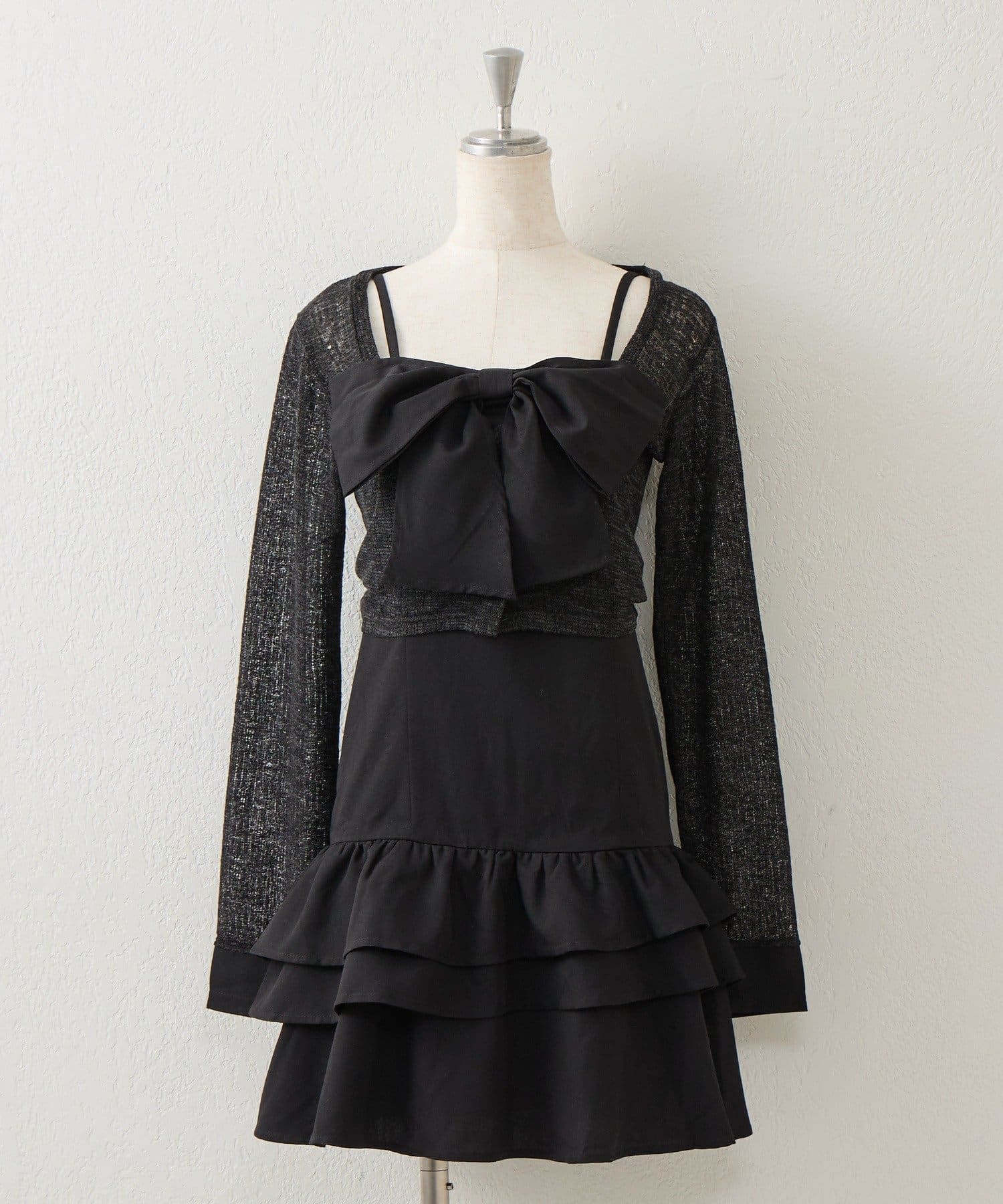 NICE CLAUP / OLIVE des OLIVE OUTLET(ナイスクラップ  / オリーブ デ オリーブ アウトレット) 【continuer】胸元の大きなリボンが目を惹くキャミリボンチュニック＋ボレロ