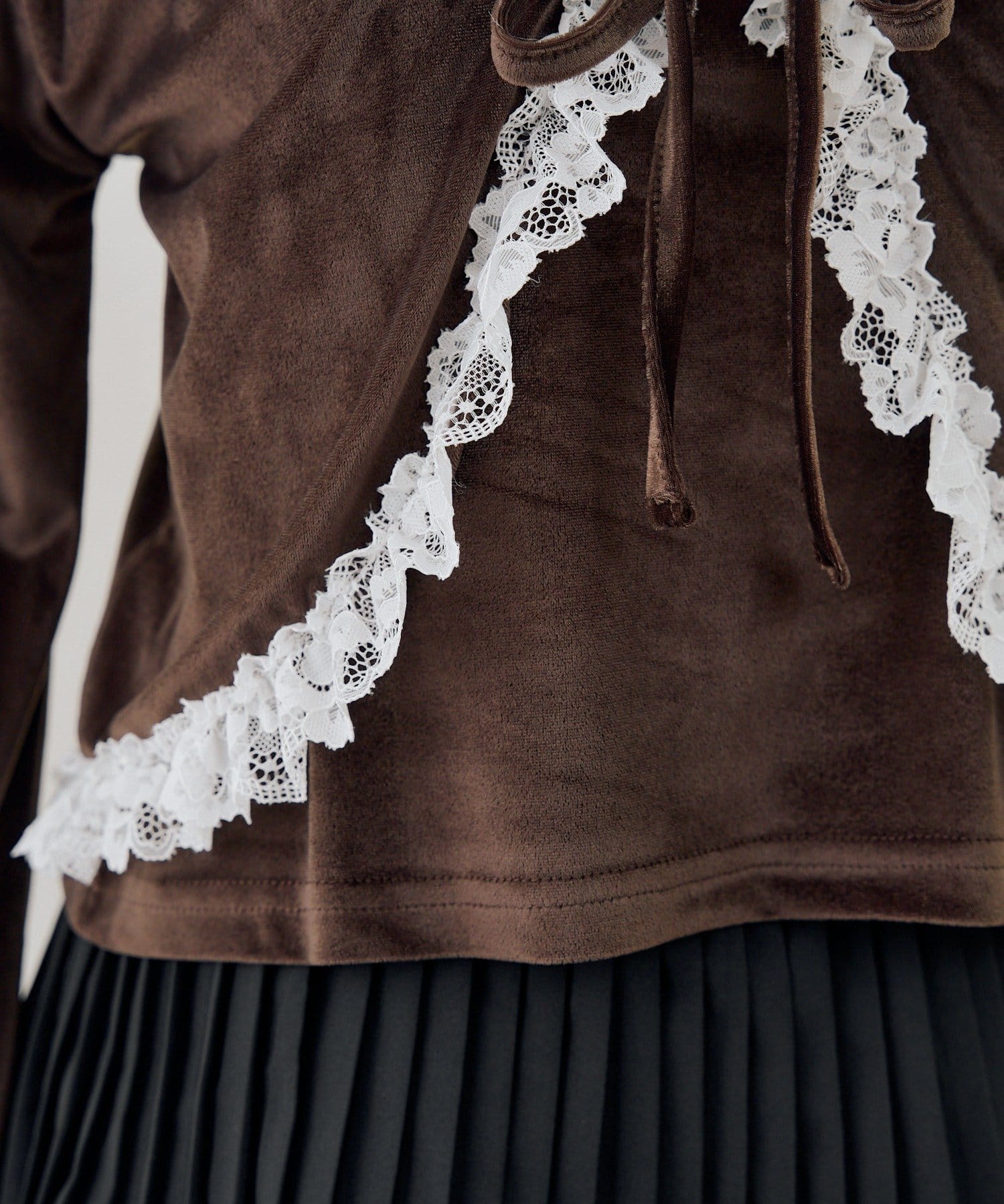 NICE CLAUP / OLIVE des OLIVE OUTLET(ナイスクラップ  / オリーブ デ オリーブ アウトレット) 【ANOTHER BRANCH】レース付きベロアボレロキャミセット