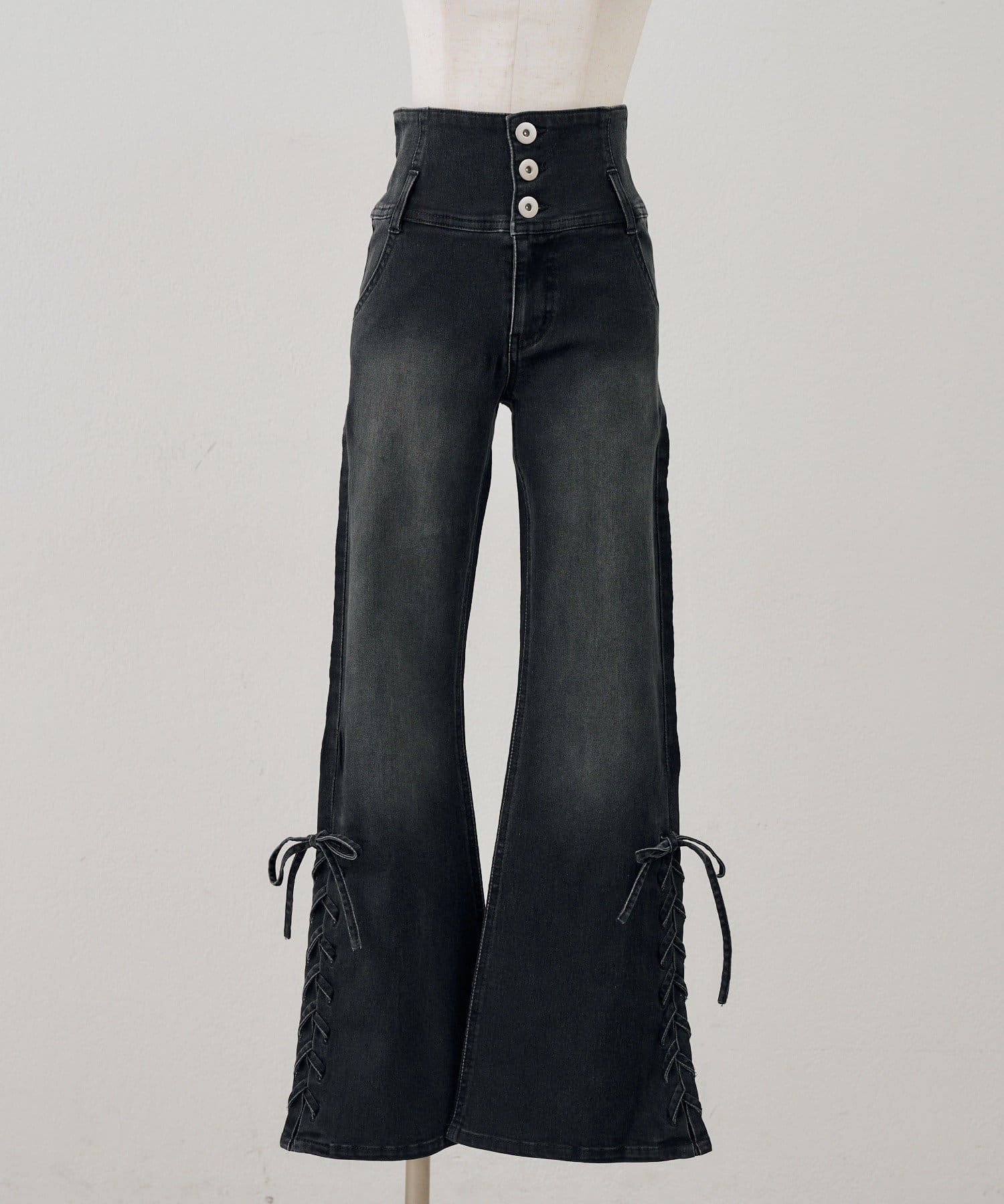 NICE CLAUP / OLIVE des OLIVE OUTLET(ナイスクラップ  / オリーブ デ オリーブ アウトレット) 【ANOTHER BRANCH】サイドレースアップセミフレアパンツ