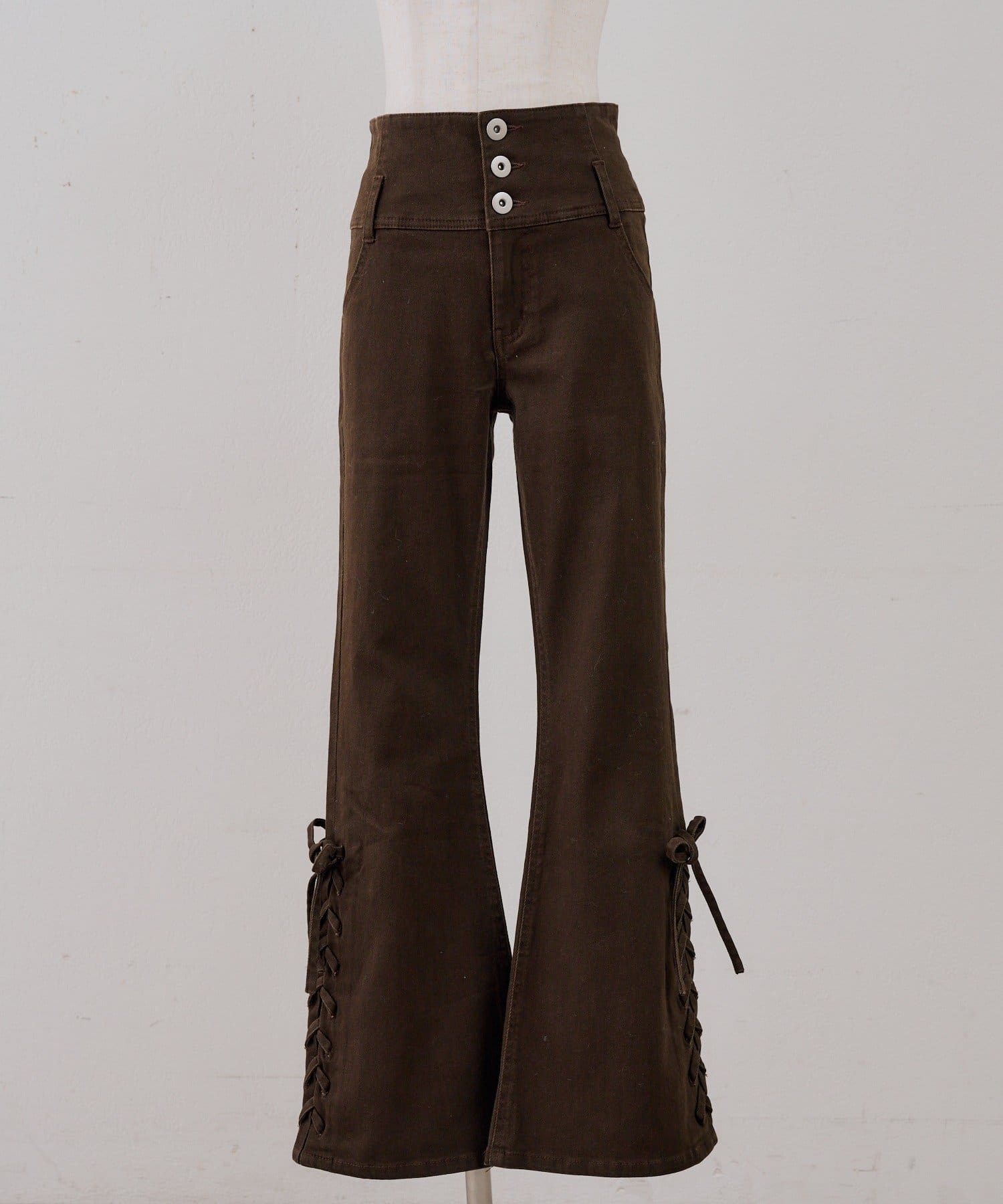 NICE CLAUP / OLIVE des OLIVE OUTLET(ナイスクラップ  / オリーブ デ オリーブ アウトレット) 【ANOTHER BRANCH】サイドレースアップセミフレアパンツ