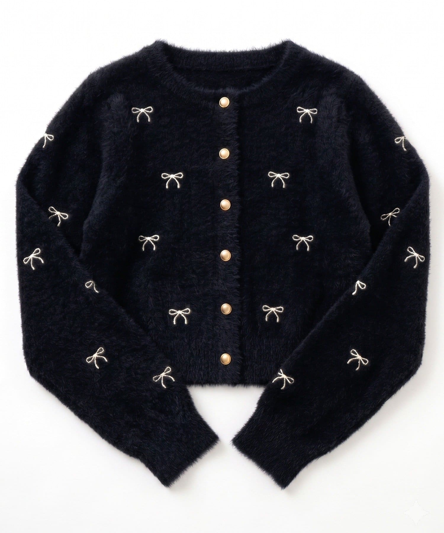 NICE CLAUP / OLIVE des OLIVE OUTLET(ナイスクラップ  / オリーブ デ オリーブ アウトレット) 【ANOTHER BRANCH】フェザーリボン刺繍カーディガン