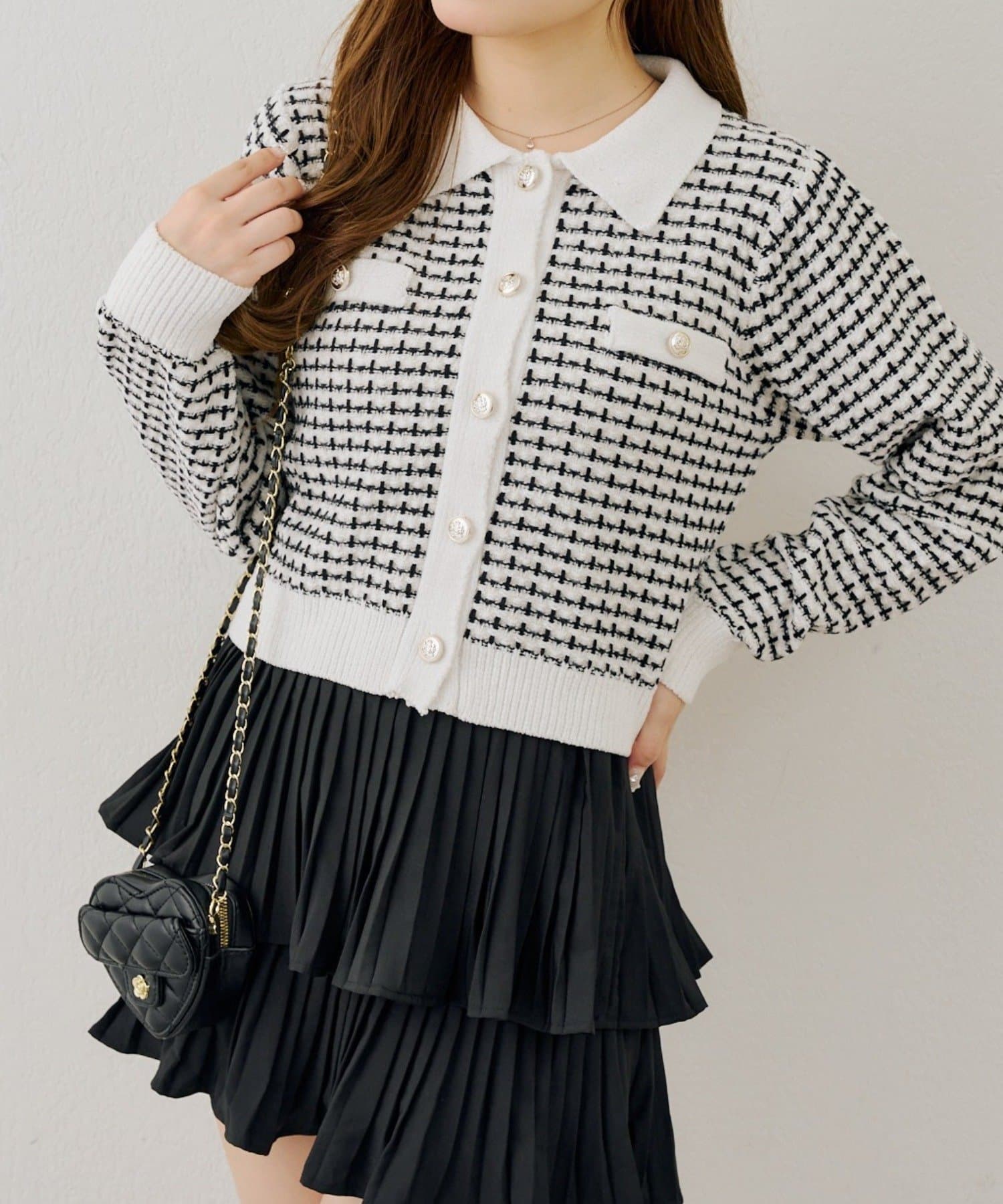 NICE CLAUP / OLIVE des OLIVE OUTLET(ナイスクラップ  / オリーブ デ オリーブ アウトレット) 【ANOTHER BRANCH】モールフェザーツイードカーディガン