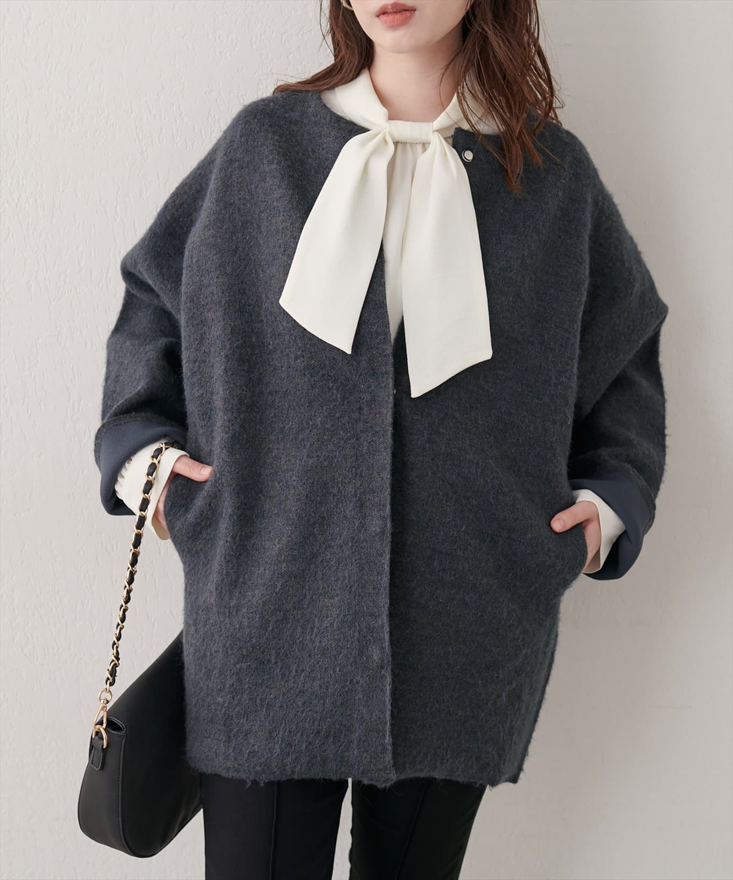 natural couture(ナチュラルクチュール) ウール混ニットコート