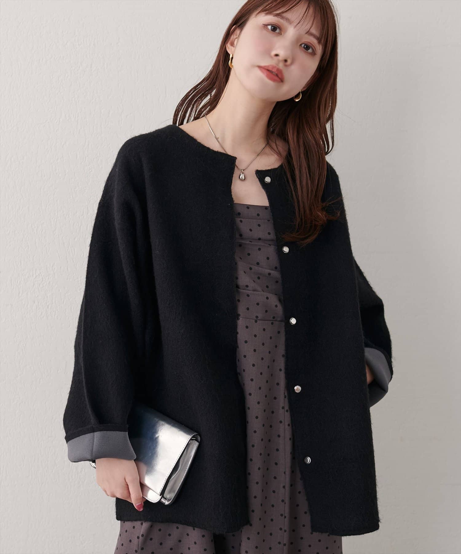 natural couture(ナチュラルクチュール) ウール混ニットコート