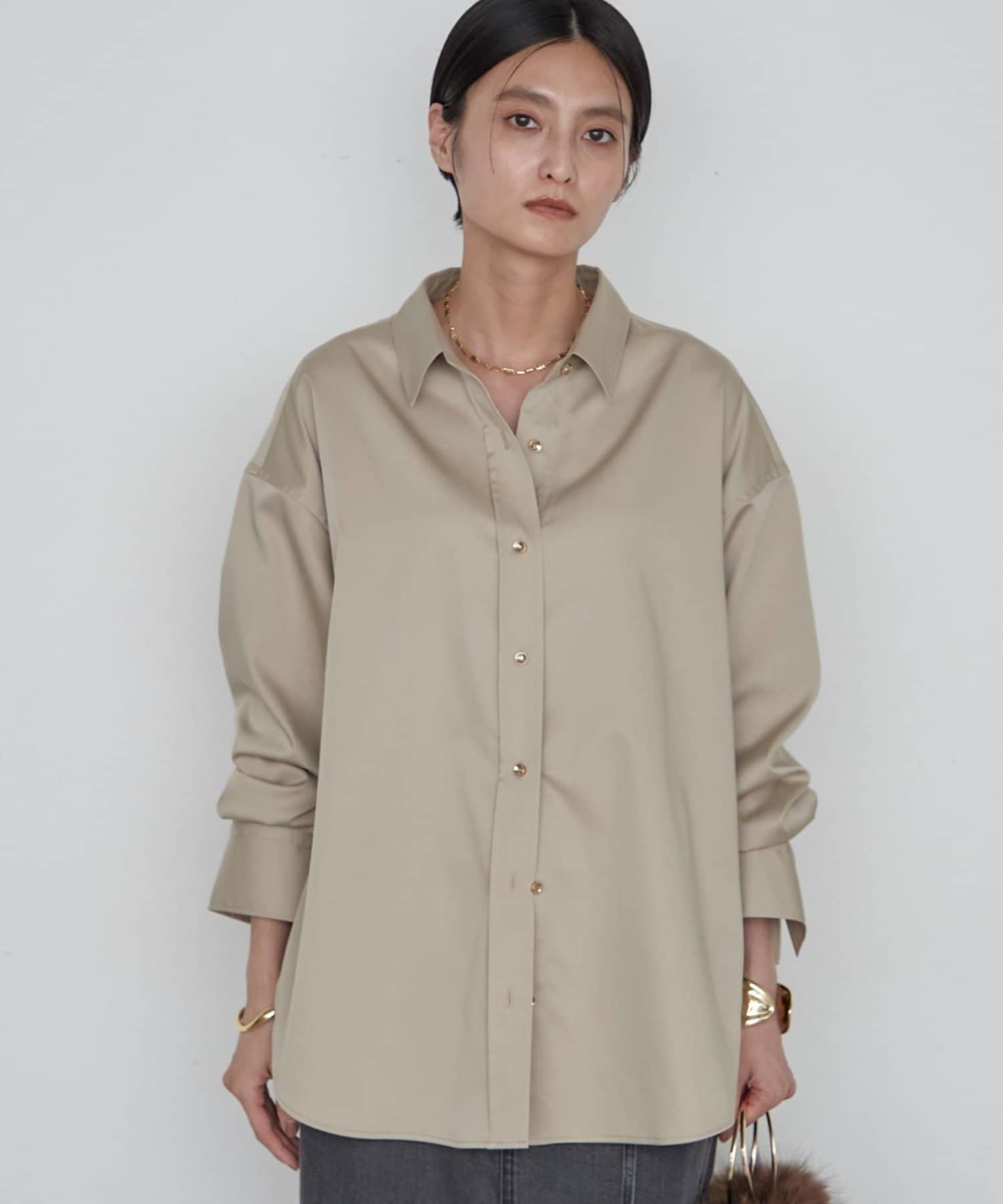 LOUNGEDRESS(ラウンジドレス) 《名品シャツをブラッシュアップ》BASICサテンシャツ