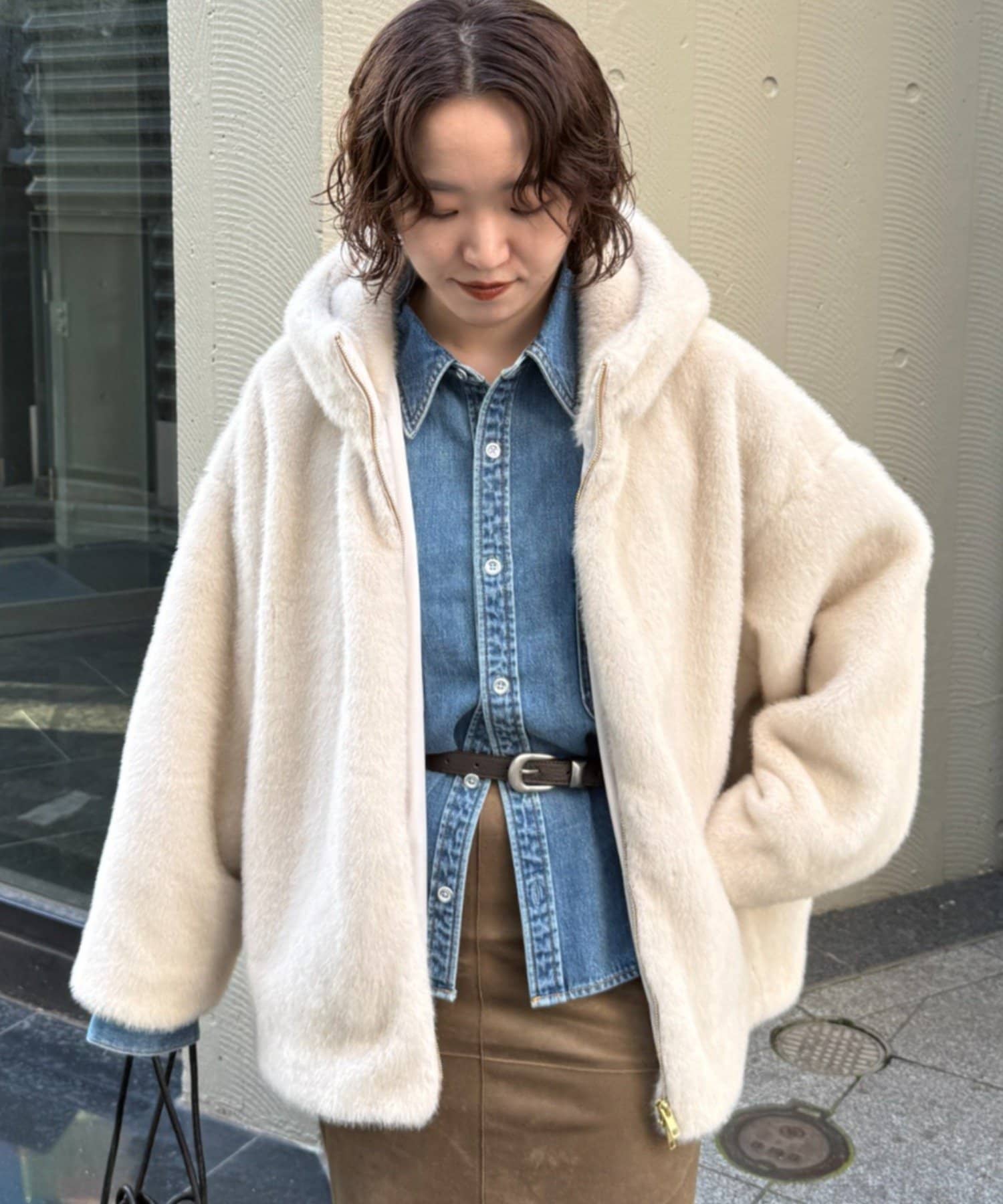 フードフェイクファーブルゾン