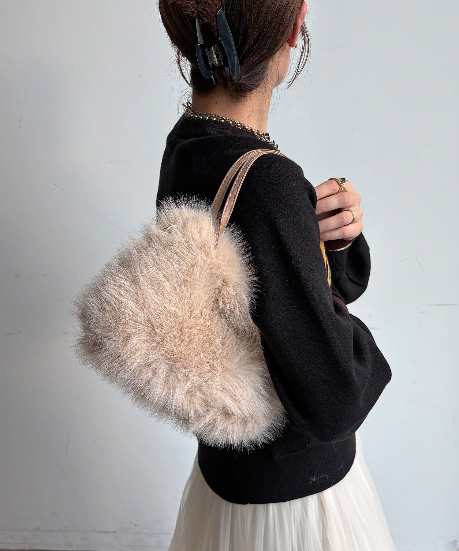 DOUDOU(ドゥドゥ) 【WEB限定】ファー2WAYハンドルショルダーバッグ