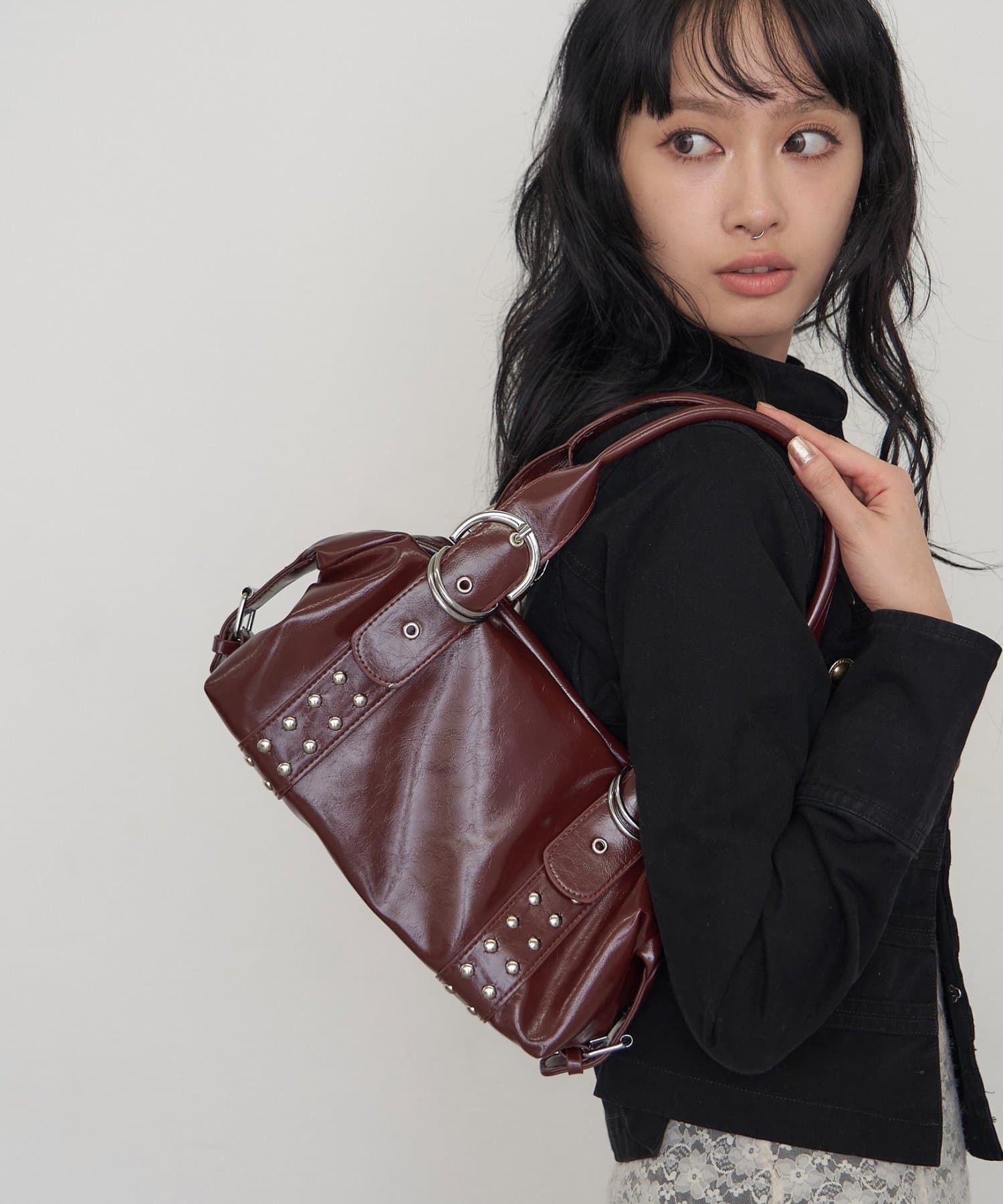 WHO’S WHO gallery(フーズフーギャラリー) 【WEB限定】ダブルバックルミニボストンバッグ