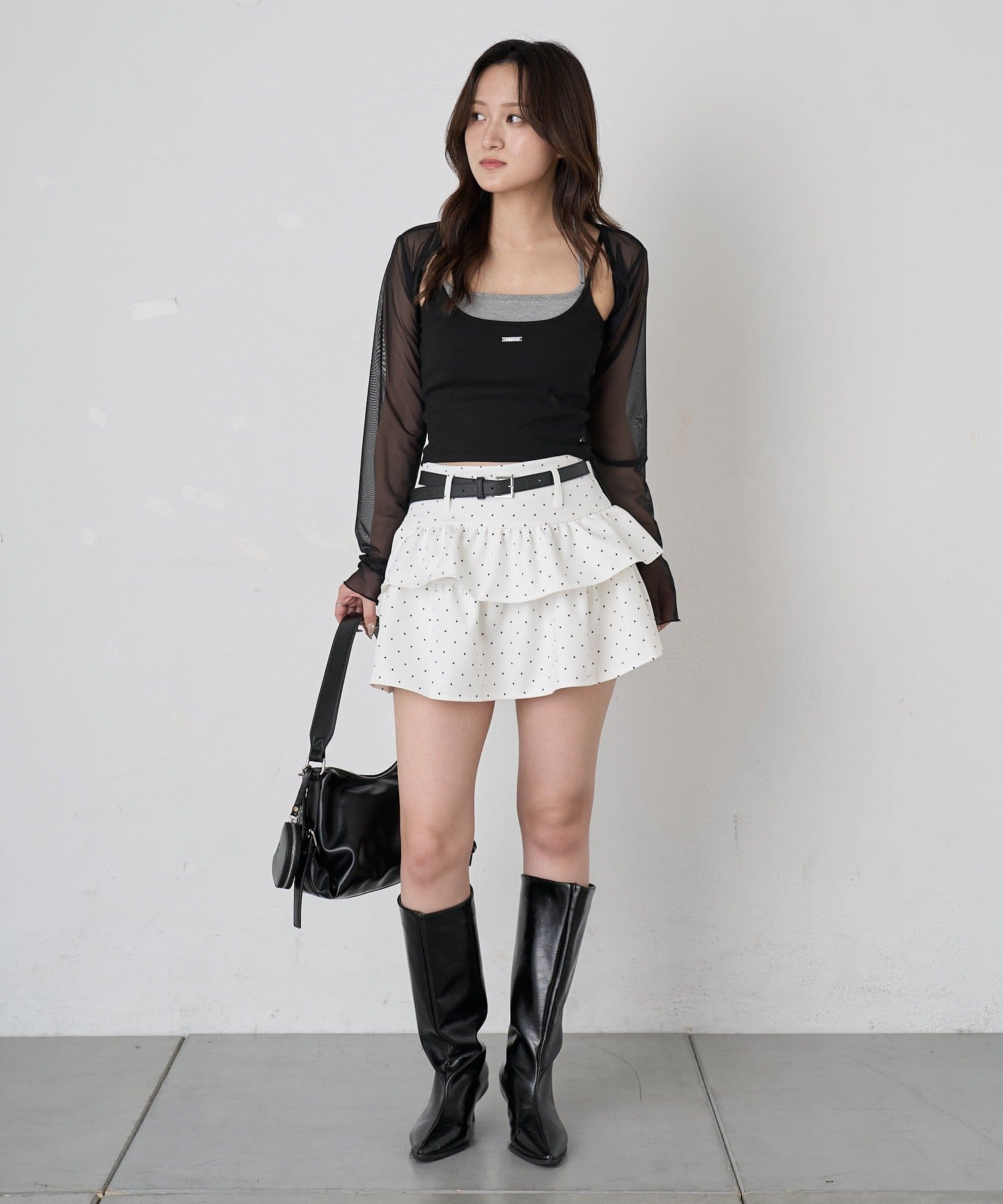 OUTLET(アウトレット) 【mline】ベルト付き ドットスカート
