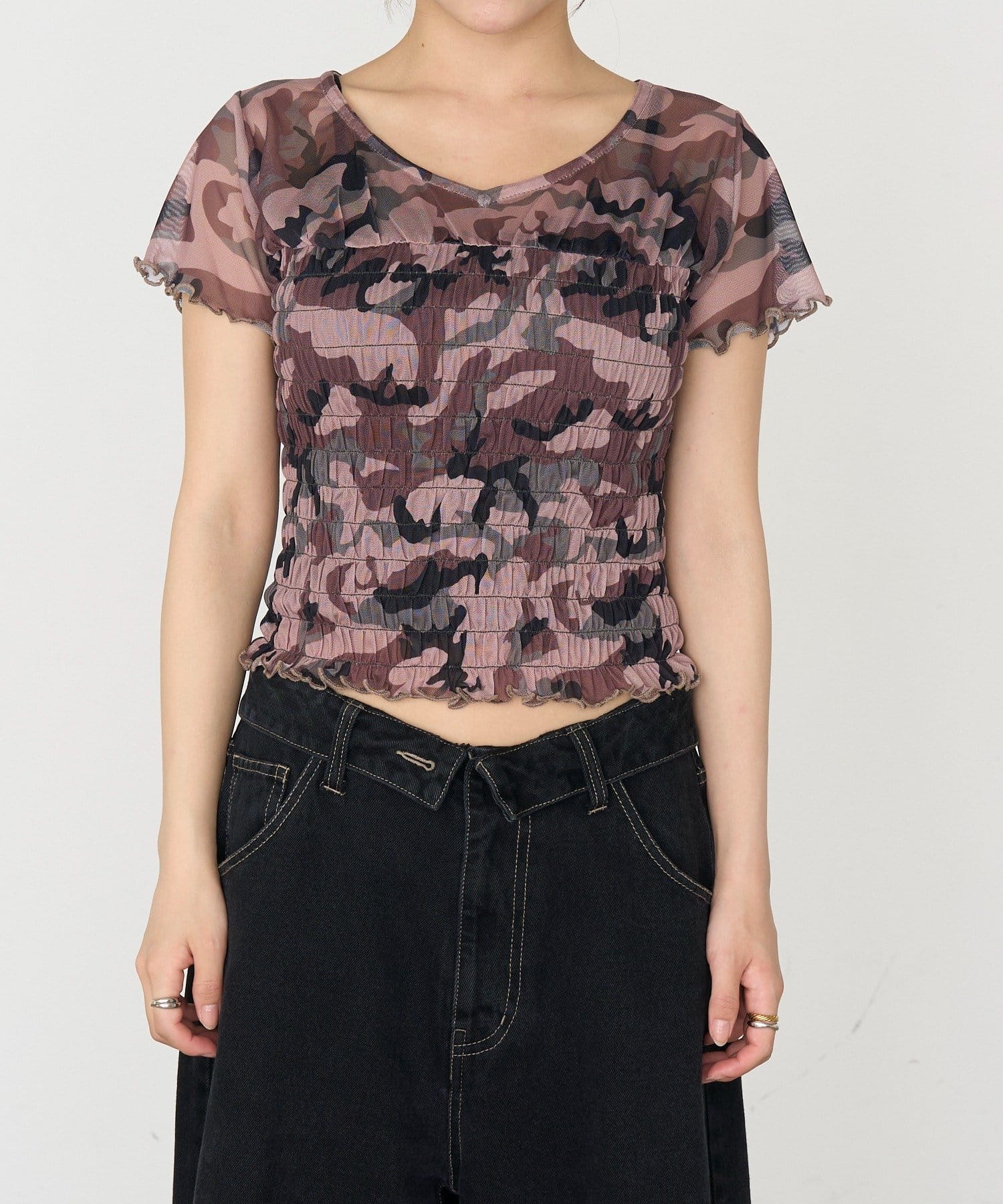 OUTLET(アウトレット) 【RAY CASSIN】シャーリングTシャツ